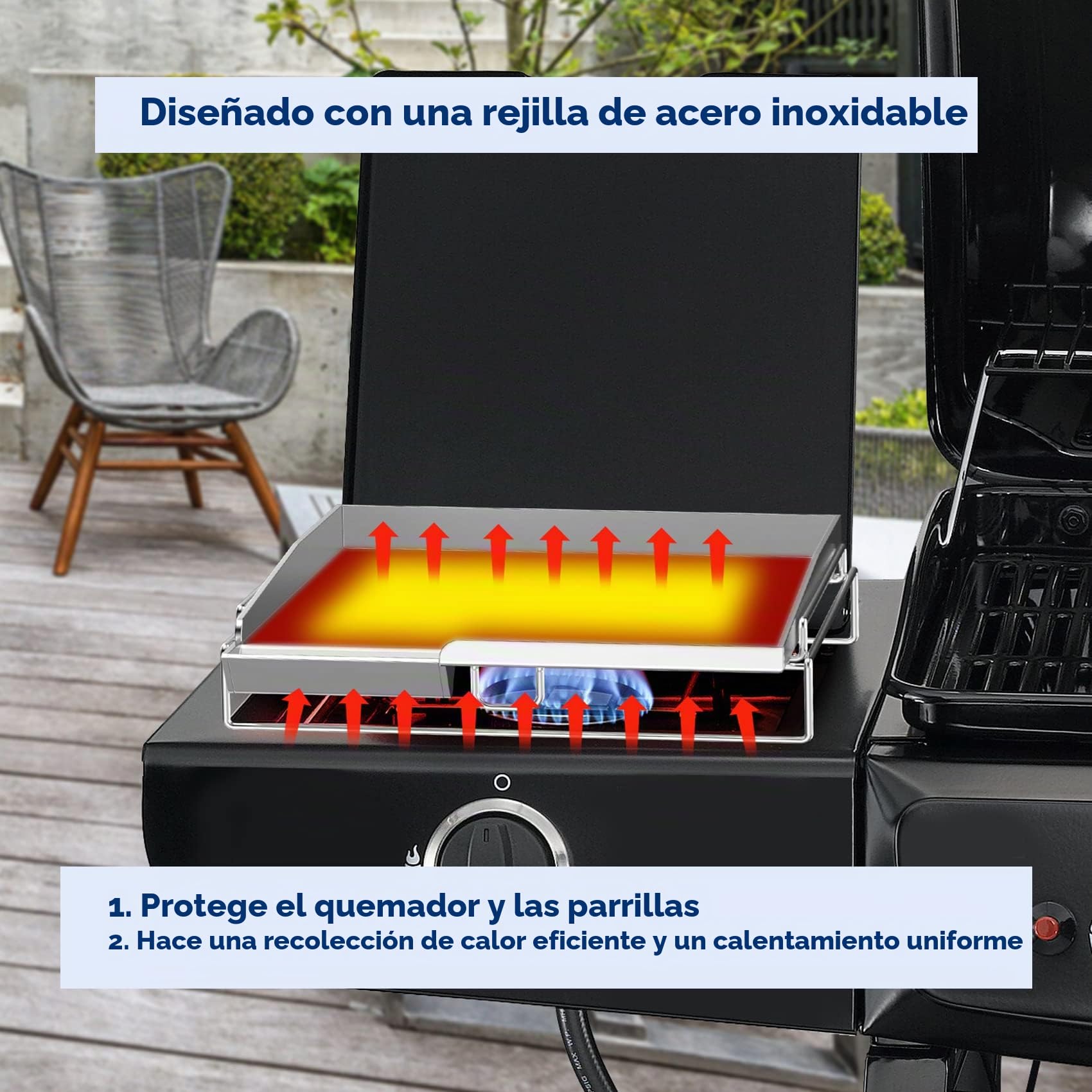 onlyfire Plancha Universal de Acero Inoxidable para Quemador Lateral, para Casi Todas Las Parrillas de Gas