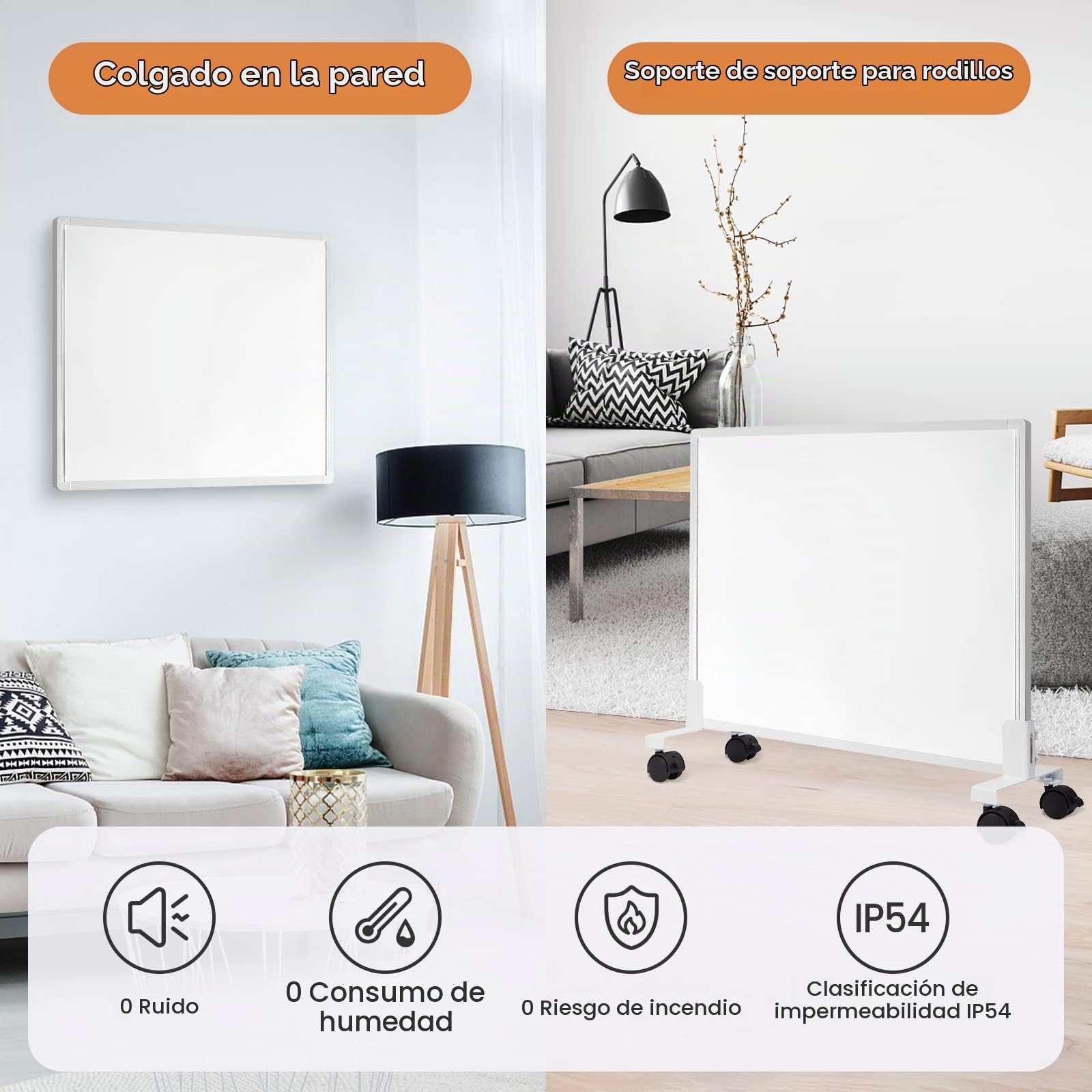 Calefactor Bajo Consumo 300W, Calefacción por Infrarrojos Pared con termostato táctil Hasta 120 Grados Centígrados - 3 Minutos para Alcanzar la Temperatura de Funcionamiento - TÜV