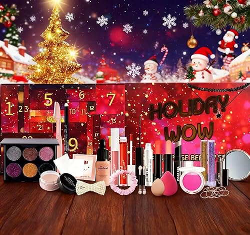 Miniatura 3 de Calendario de Adviento de maquillaje 2025 para adolescentes y niñas, calendario de cuenta regresiva de 24 días de Navidad, sorpresas en caja