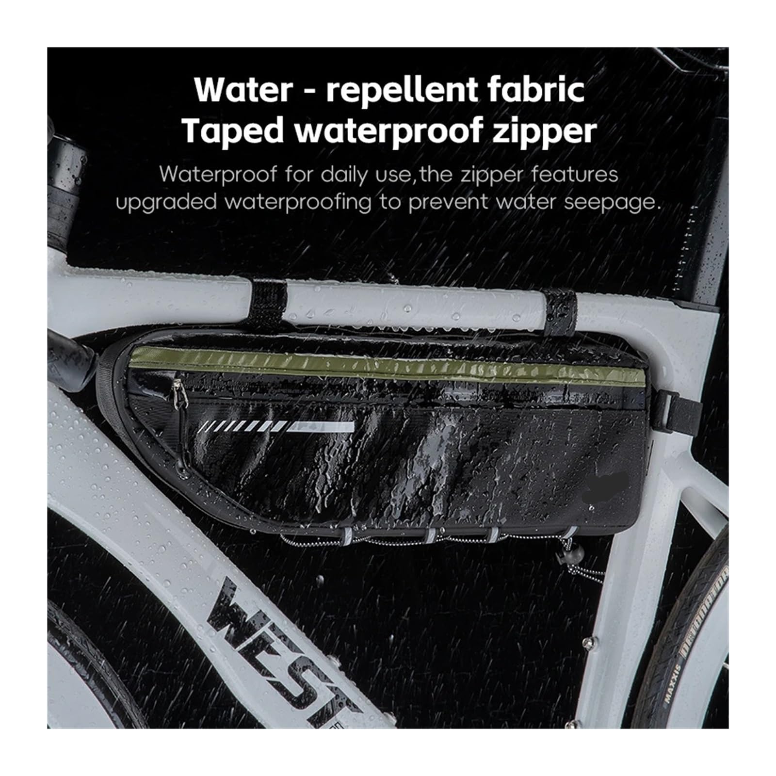 Borsa for telaio anteriore for bicicletta impermeabile da 1 pezzo da 2,6 litri