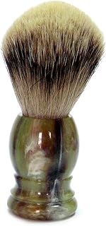 Oro Brocha de Afeitar de tejón, 100% plata, color verde de tirón de marrón Mango de plástico, 1 pieza