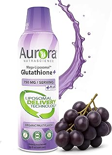 Aurora Nutrascience, Mega-Liposomal Glutathione+ Vitamin C, Immune System Support, Antioxidant, 750 mg per Serving, Gluten Free, Non-GMO, Sugar-Free, Organic Fruit Flavor, 16 fl oz (480 mL)