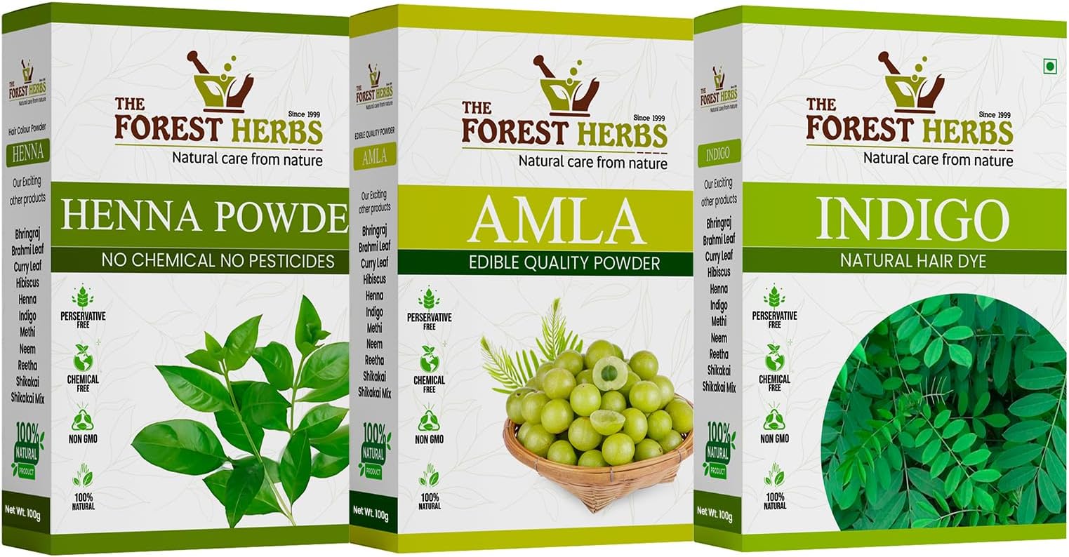 Organic Henna, Indigo, Amla Powder For Hair Black
