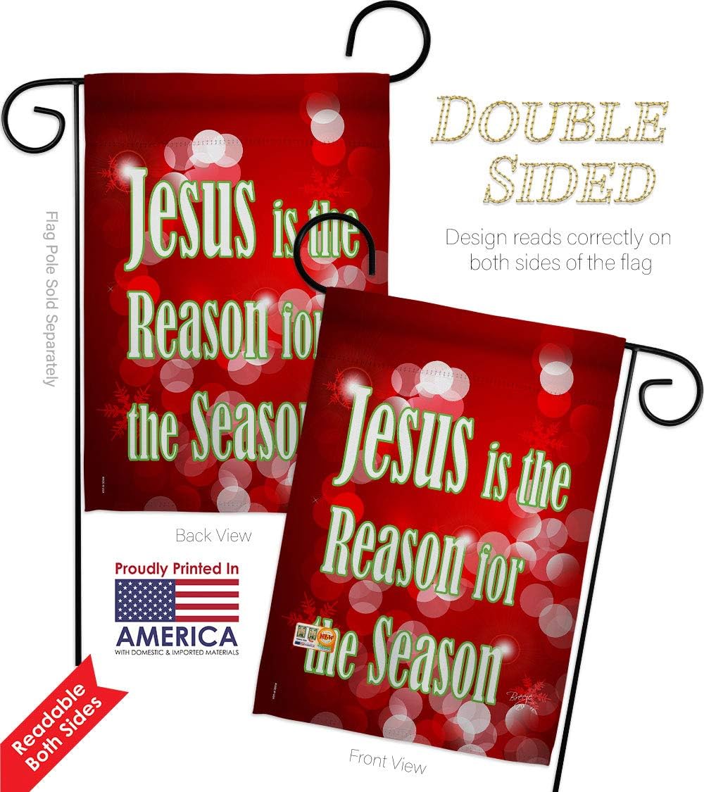 Breeze Decor Nativity Jesus is The Reason Garden House Flags Set Winter Three King Religious Holy Family Season Wintertime Christian Small Decorative Gift Yard Banner Double-Sided Made in USA 28 X 40