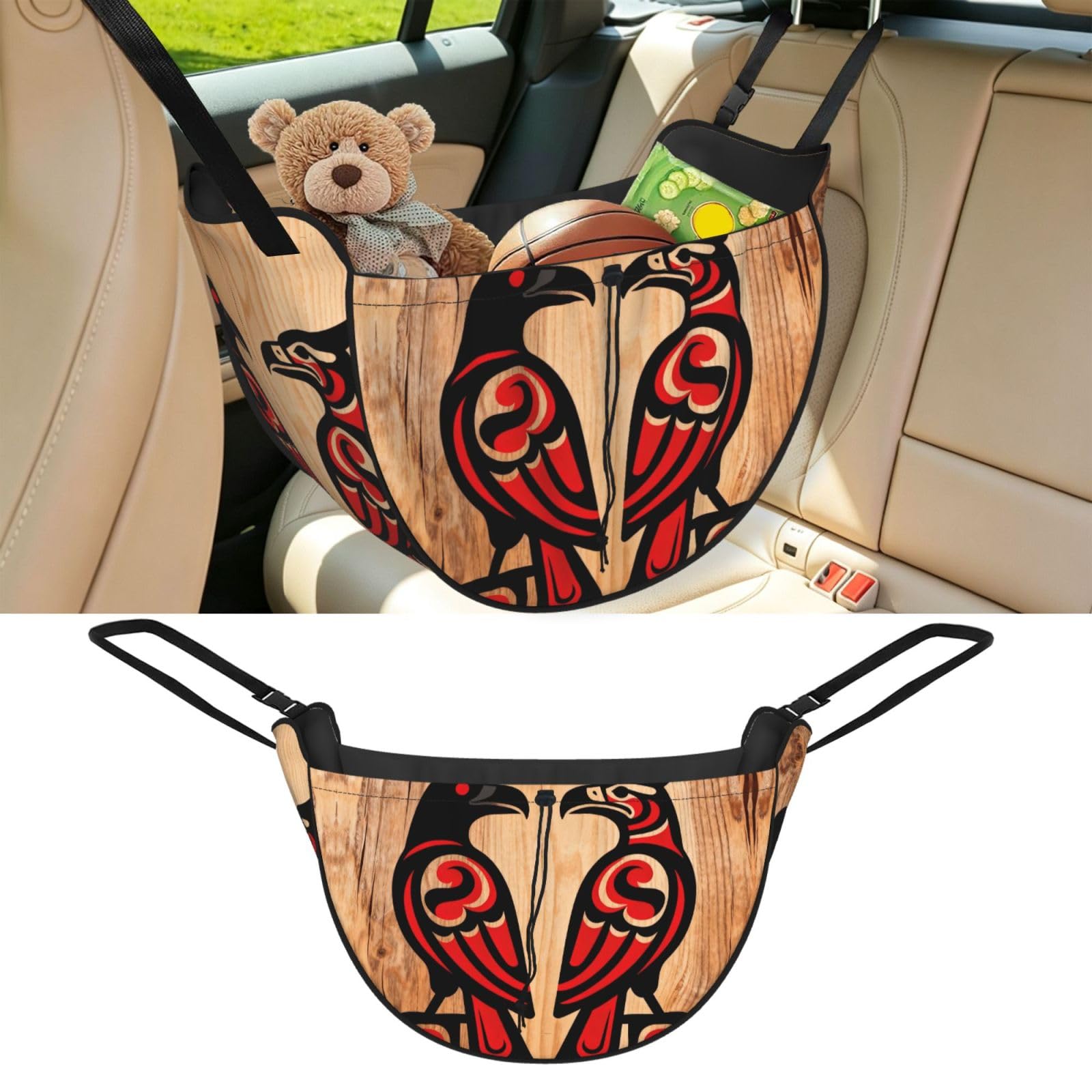 Cntdbu Black Eagle And Raven Car Seat Organizer-Backseat Storage Bag For Travel