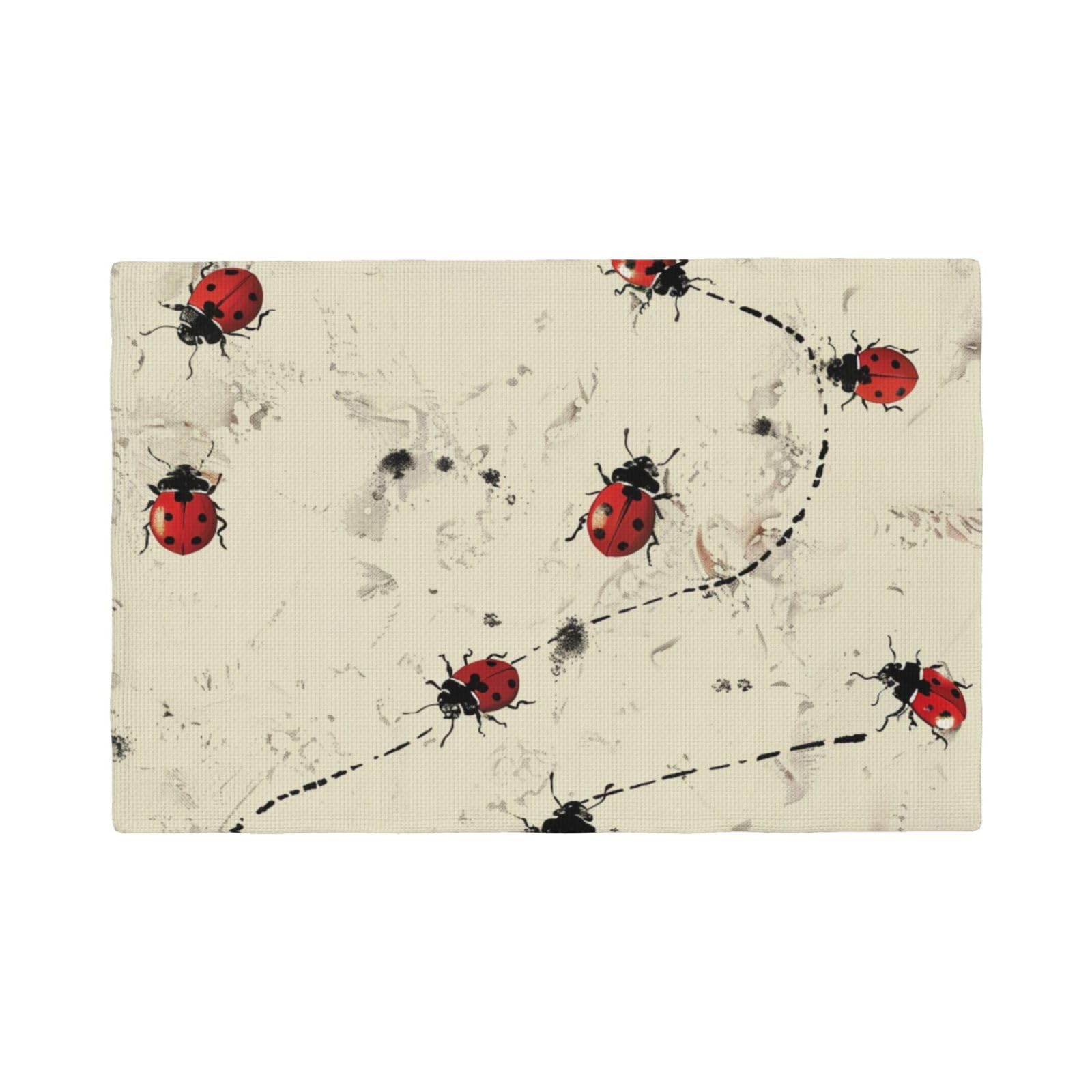 Set de table pour repas de famille imprimé Ladybug Tracks imitation lin