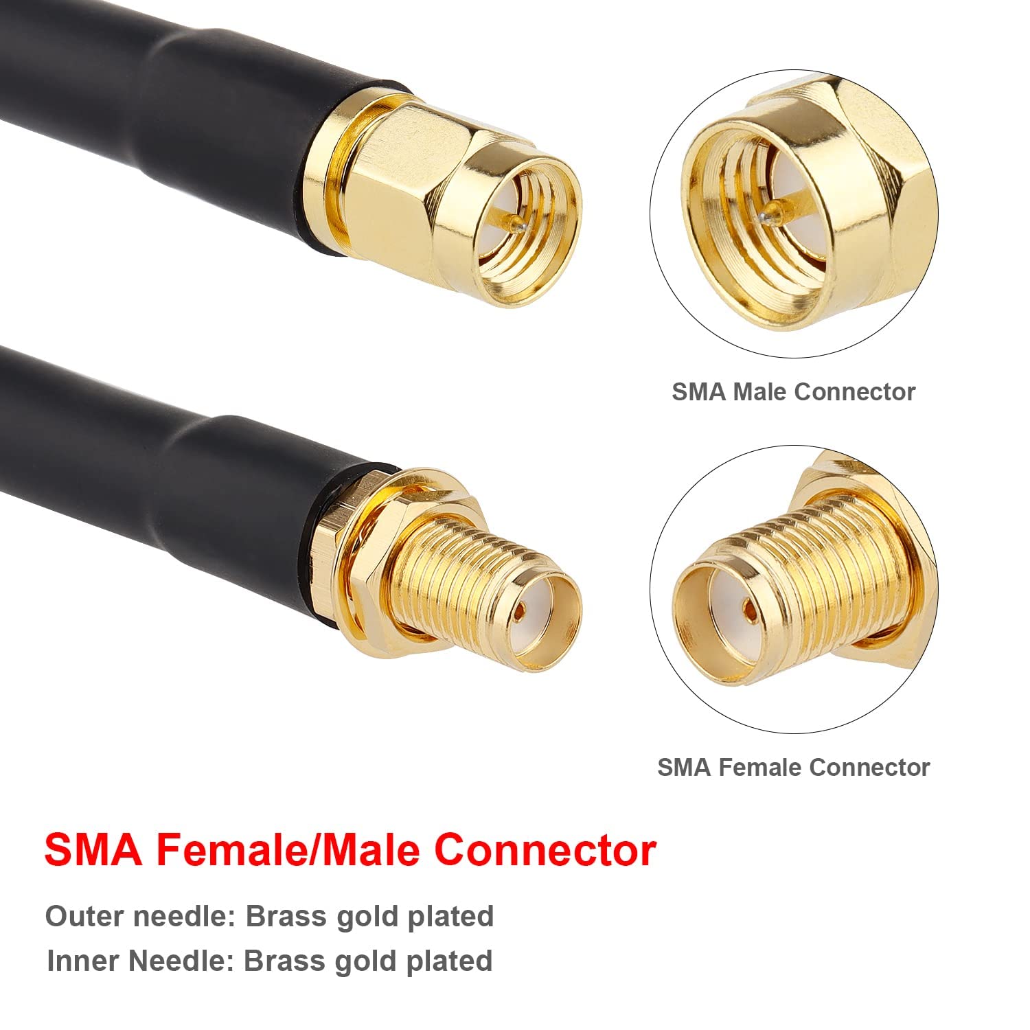 CompuPort 75' Low-Loss LMR-240 LTE Antenna Extension Cable (50 Ohm) - SMA Male to SMA Female - Compatible with Microhard, Sierra Airlink and Any 5G/4G/LTE/Ham/ADS-B/GPS/RF Antenna