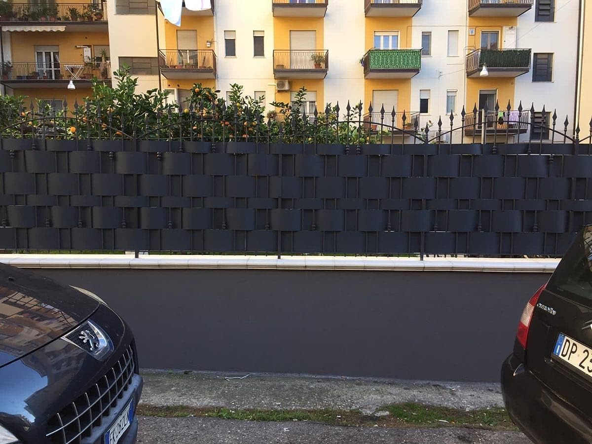 Pinto FERRAMENTA Striscie Pannelli PVC Frangisole Schermatura Privacy Copri Balcone Ringhiera Cancelli Terrazzi Giardino Pannelli Recinzioni Esterno Kit 5PZ H95cm x 2.50mt (Marrone)