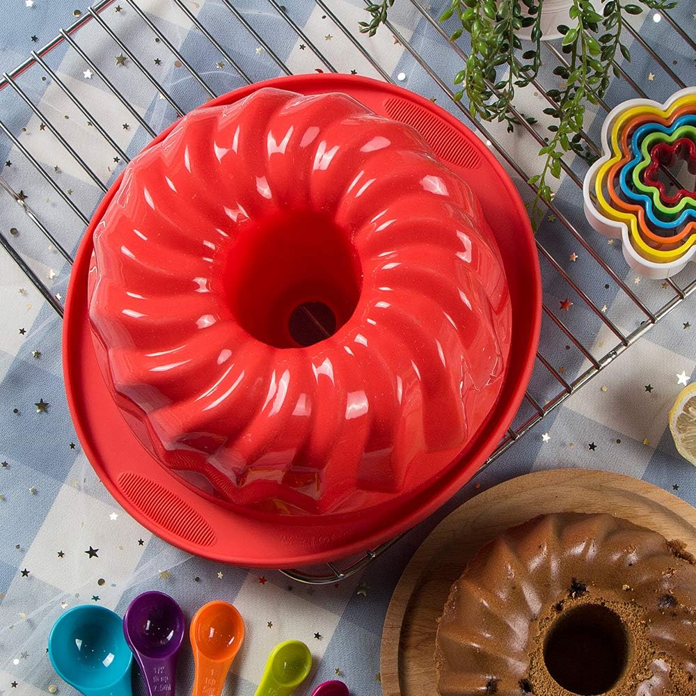 Webake Silicone Fluted Tube Cake Baking Pan Non-stick 10 Inch Cake Mold Bakeware