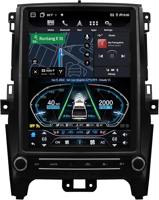 yulu e10 car radio stereo for ford ranger 2018 to 2021 android 10 0 664g t style head unit navigation 12 1 inch build in wireless carplay android au