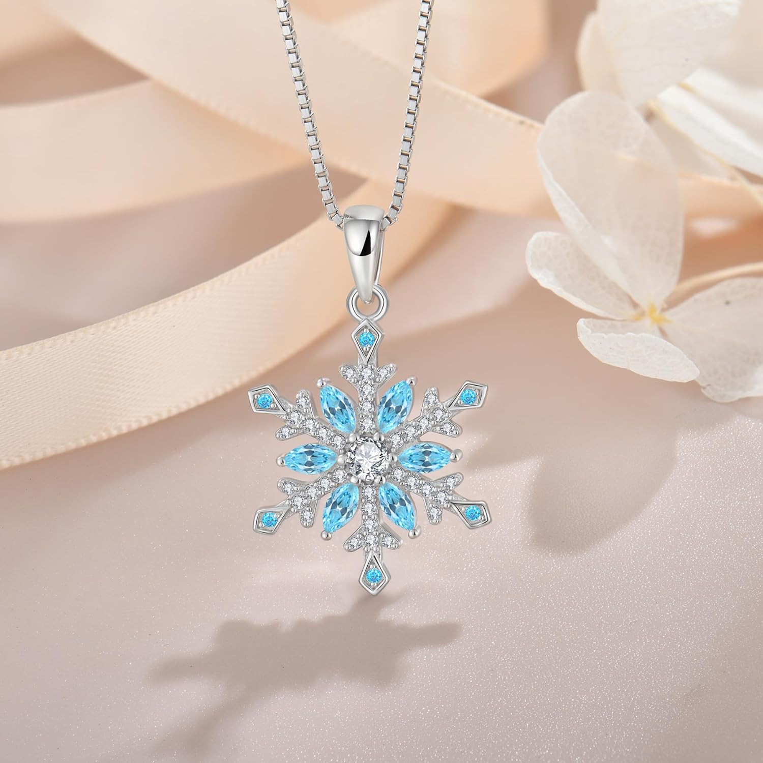 Snowflake Necklace for Women 925 Sterling Silver Frozen Pendant Christmas Jewelry Gifts - Image 4