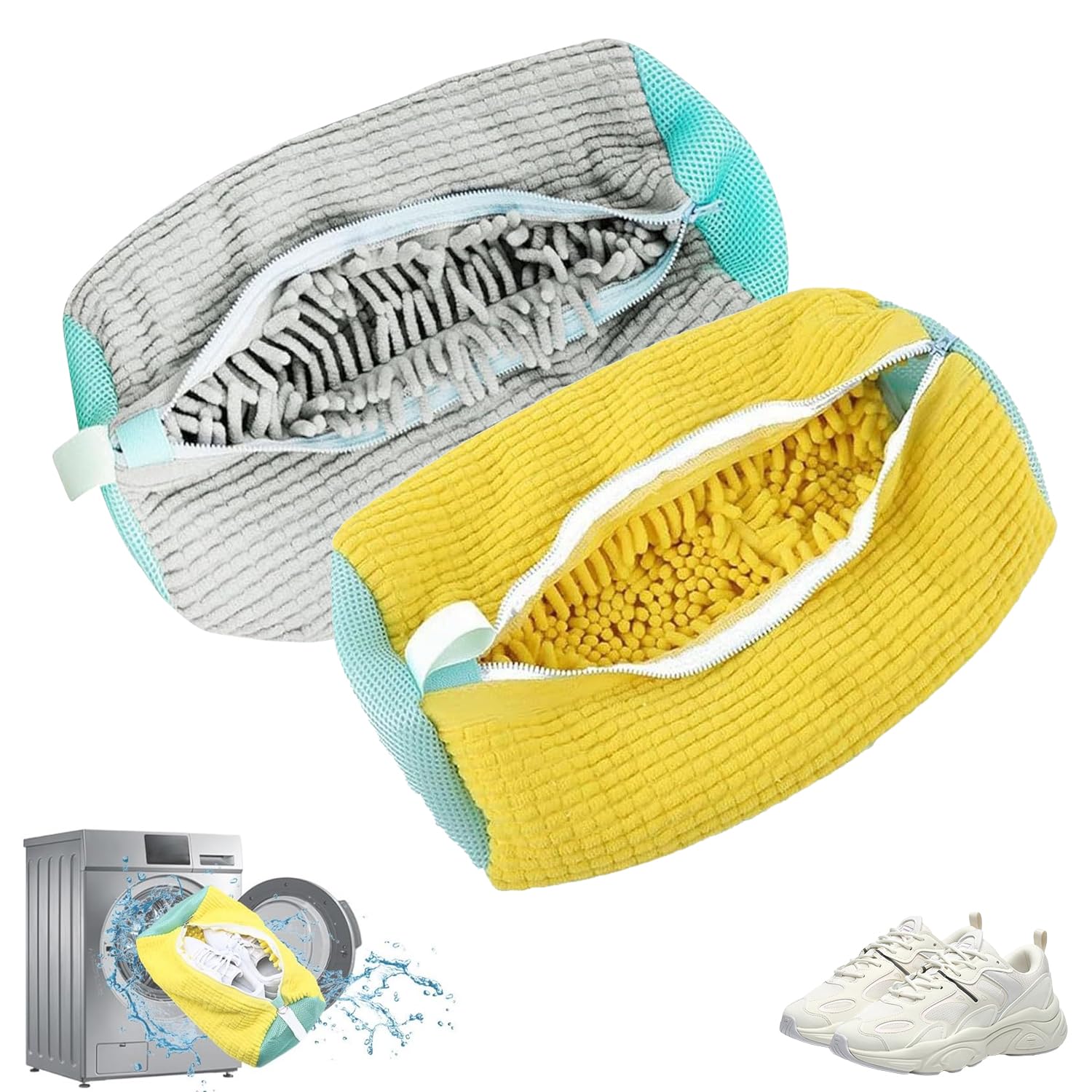 2 Stück Schuhwaschbeutel Waschmaschine, Schuhbeutel Waschmaschine Wäschesack Schuhe Multi Wiederverwendbarer Sneaker Waschbeutel Perfekt für Schuhschutz