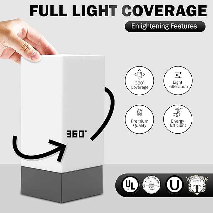 Enlighten Enlighten Shabbos Lamp, Kosher lamp for Shabbat & Yom Tov, Black Table Lamps and Nightlight for Bedroom Living Room, LED Dimmable Square Table lamp, (10W Eqv 75W, 730LM, 3500K,) photo 2