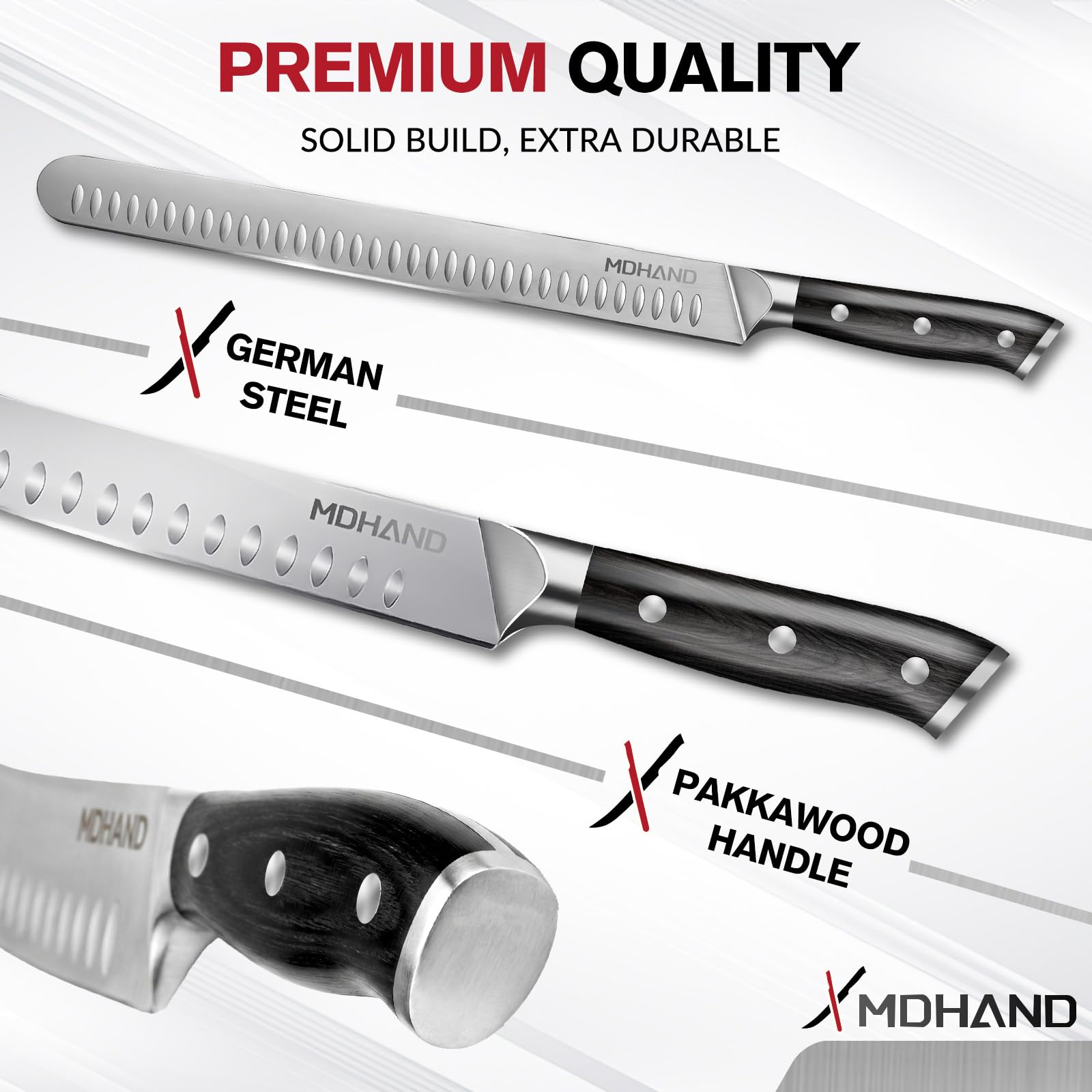 MDHAND Carving Knife Set 3PCS, Sharp Brisket Slicing Knife Sets Gift Box — Amazon image 4