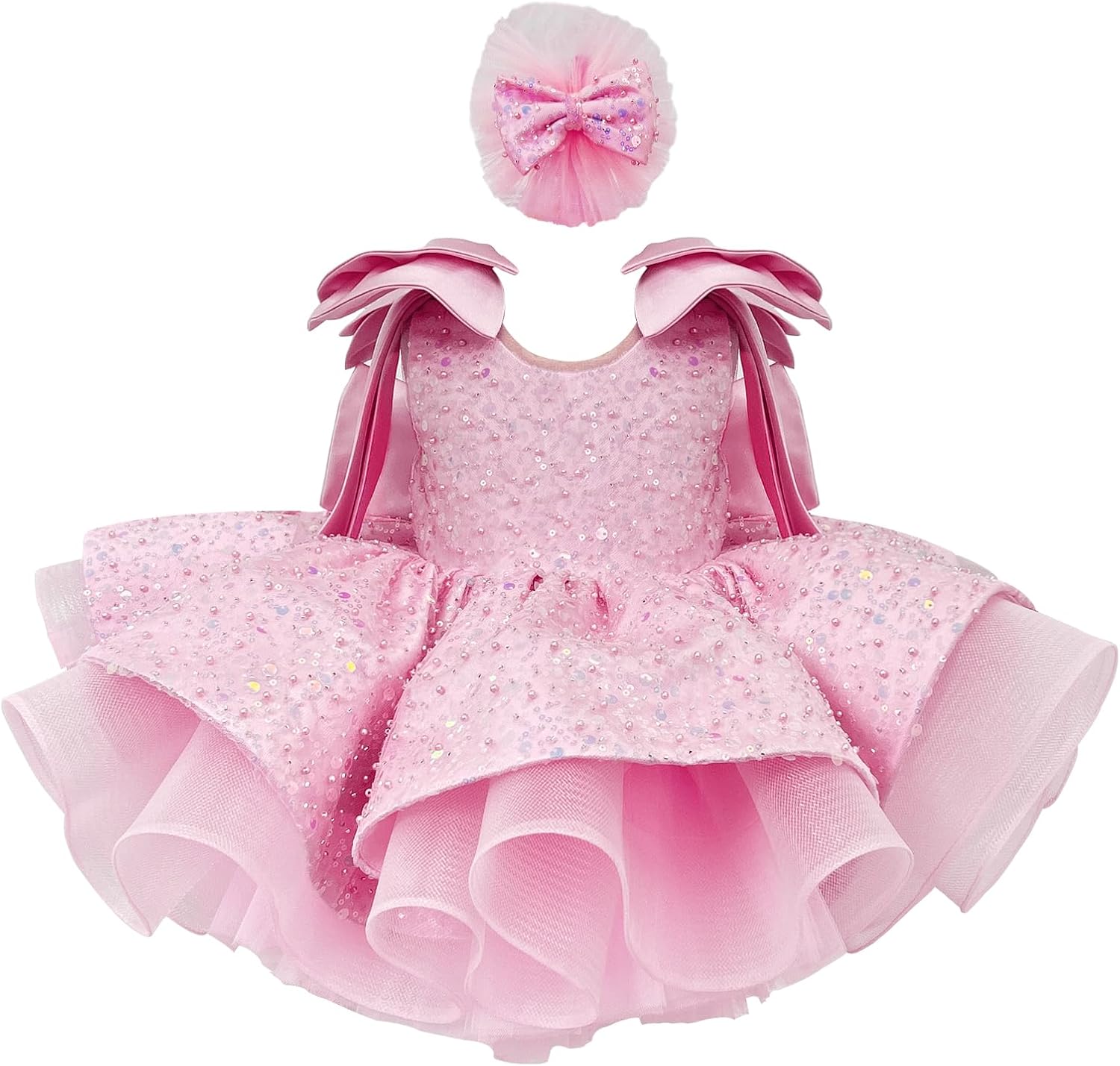 Fairy Tale Tutu Dress for Girls – Sparkly Party Dress with Sequin Bow Headband for Birthdays and Celebrations
