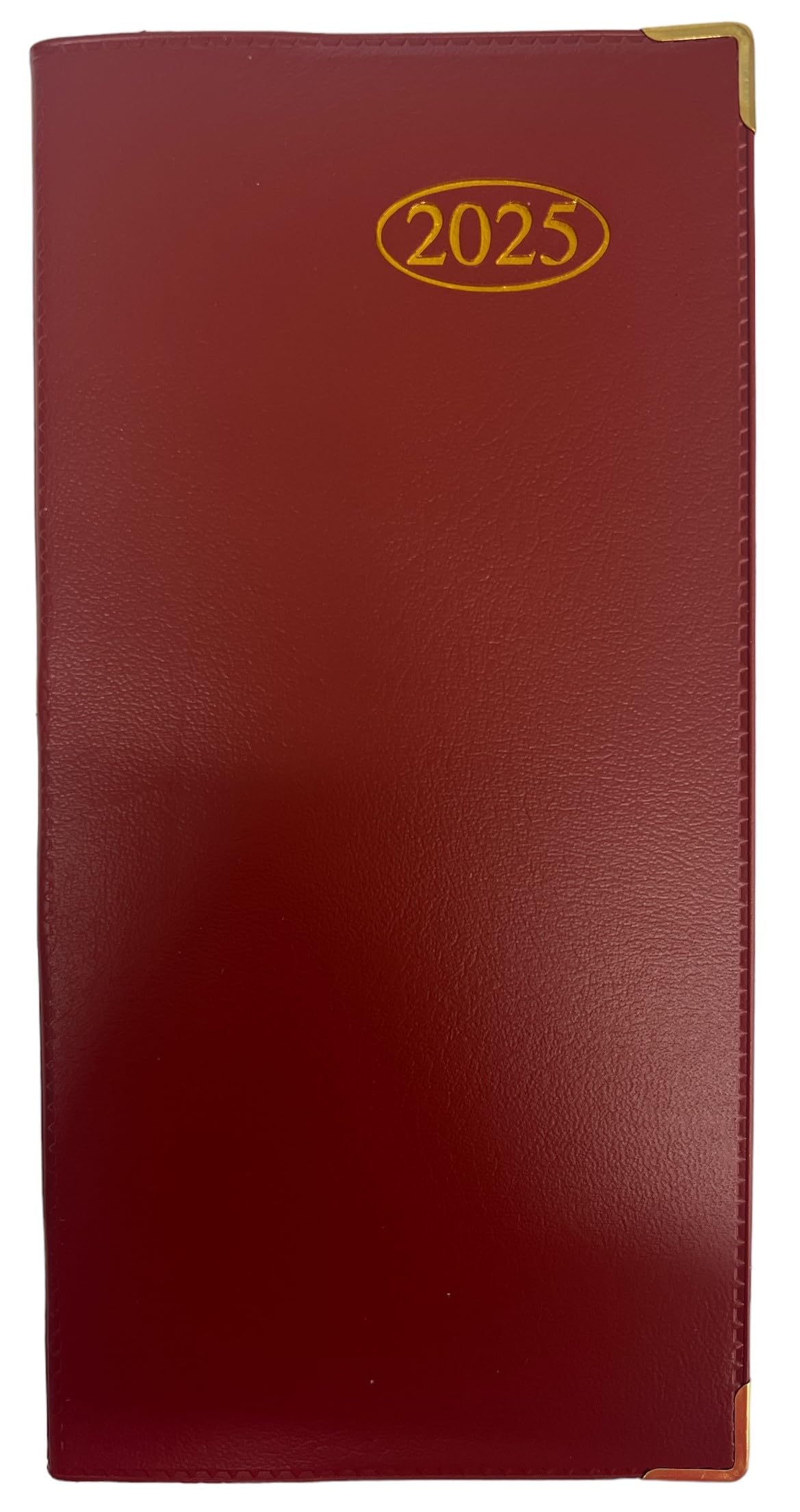2026 Slim Week To View PVC Leather Effect Diary with Metal Corners - (Red)