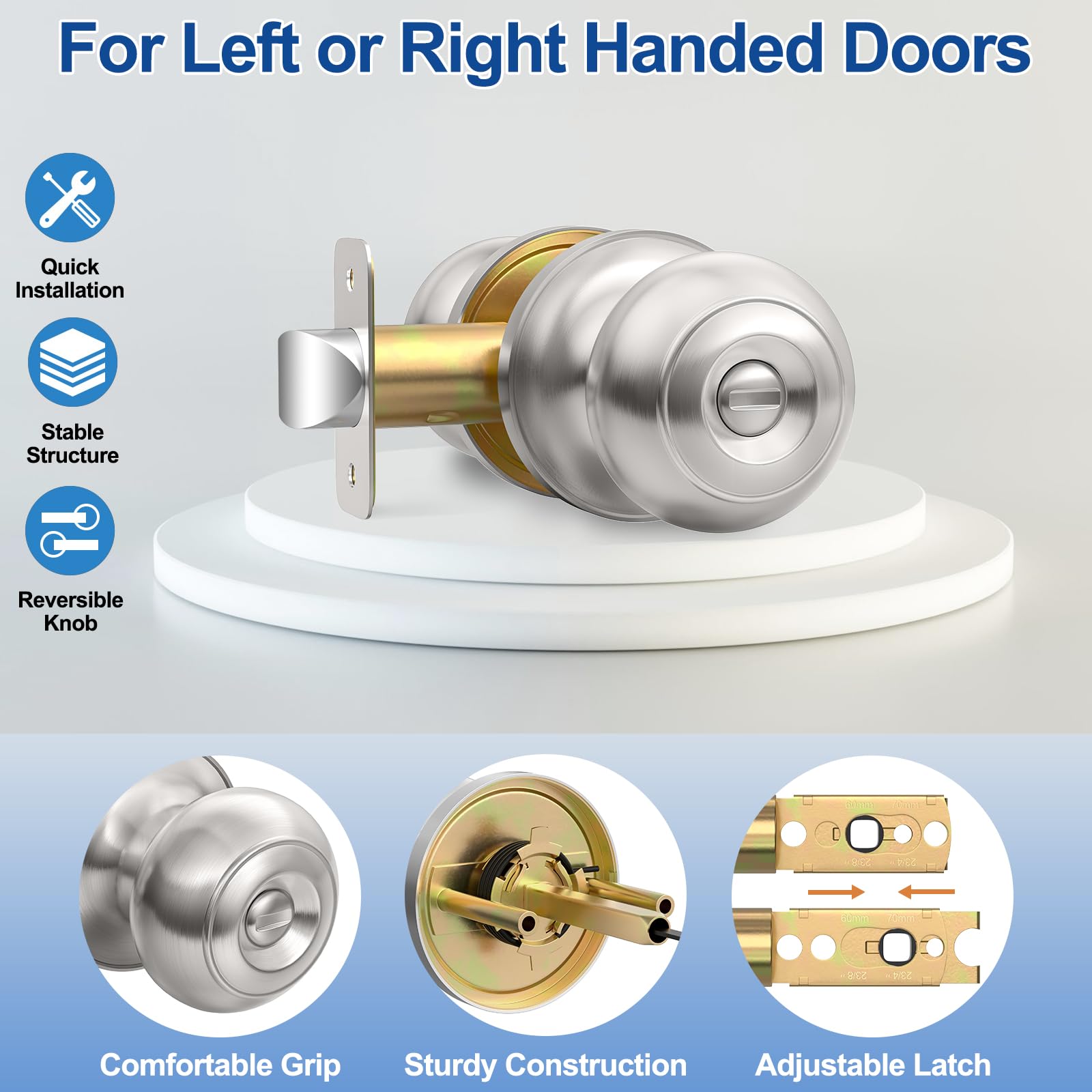 Privacy Door Knobs - Keyless Security 6 Pack -3