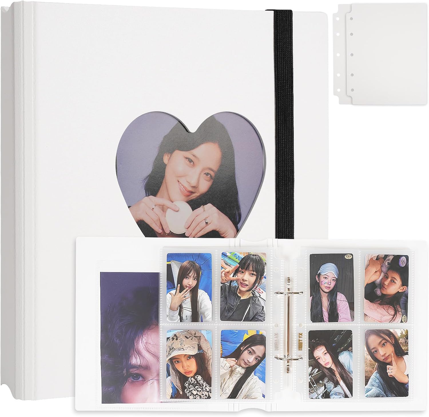 Carpeta minimalista de tarjetas fotográficas A5 con forma de corazón, carpeta de álbum Kpop, con 30 páginas, 4 bolsillos interiores de un solo lado