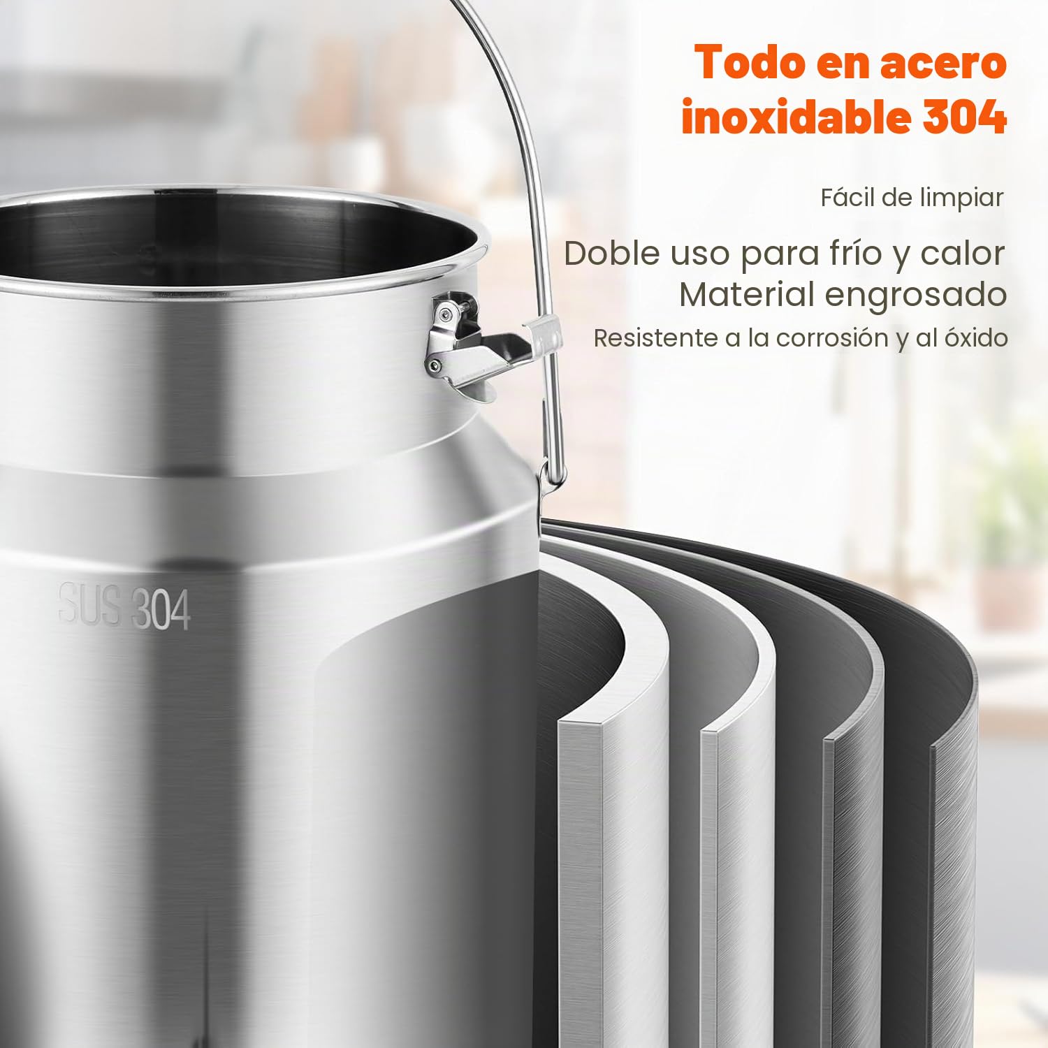 YUCHENGTECH 304 Acero Inoxidable La Leche Puede 10L | Cubo De Transporte De Leche con Asa, Tapa Sellada y Grif