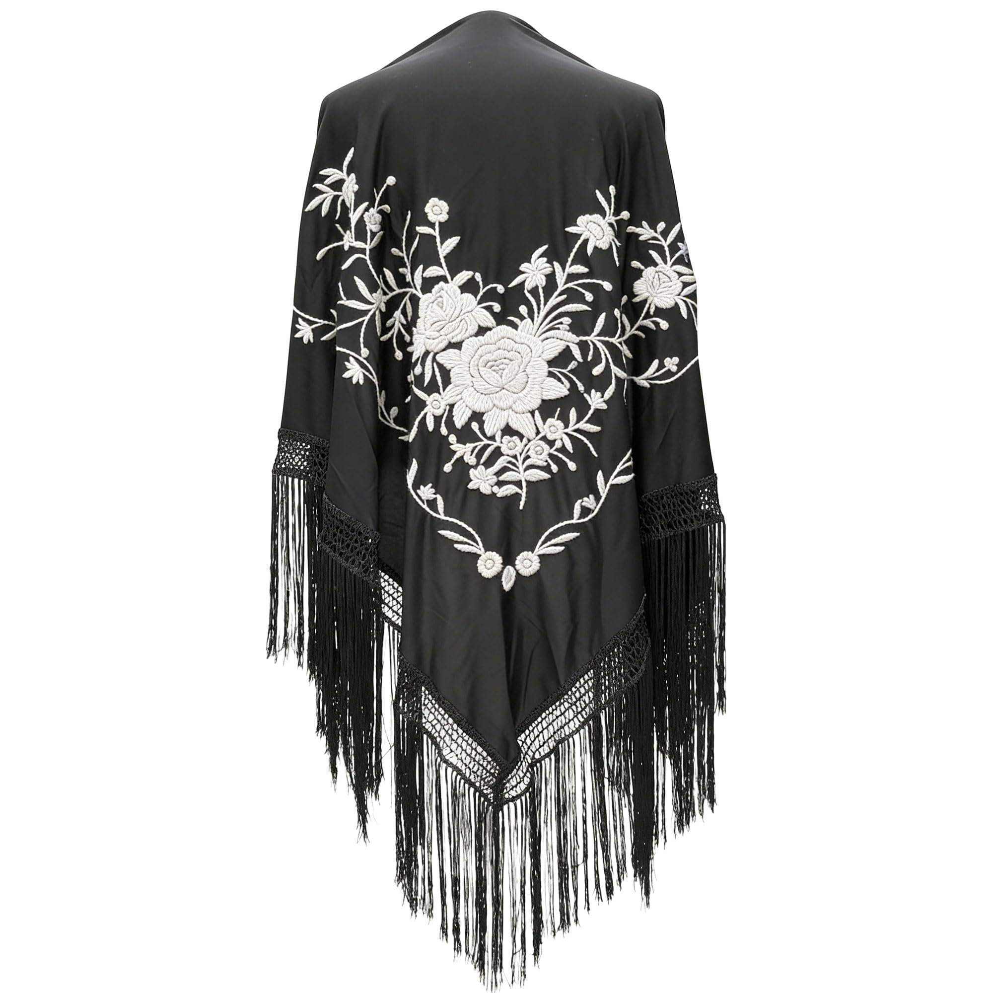 Wildarms Mantón de Sevillana Bordado con Flecos para Flamenco Feria Disfraz Baile Tradicional Mujer — view 30