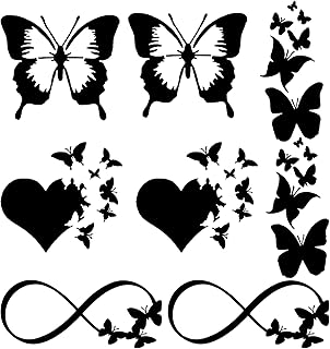 GORGECRAFT 8 Sheets Vinyl Butterfly Car Decals Black Laser Reflective Car Sticker Butterfly Infinity, Butterflies Heart, Love, Butterfly Wing Decals for Suv Truck Motorcycle Doors Walls Laptop