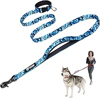 Vista 21 de TSPRO Correa táctica para perro, manos libres, resistente, ajustable, con mango acolchado y cierre de seguridad de metal para caminar, correr, Negro