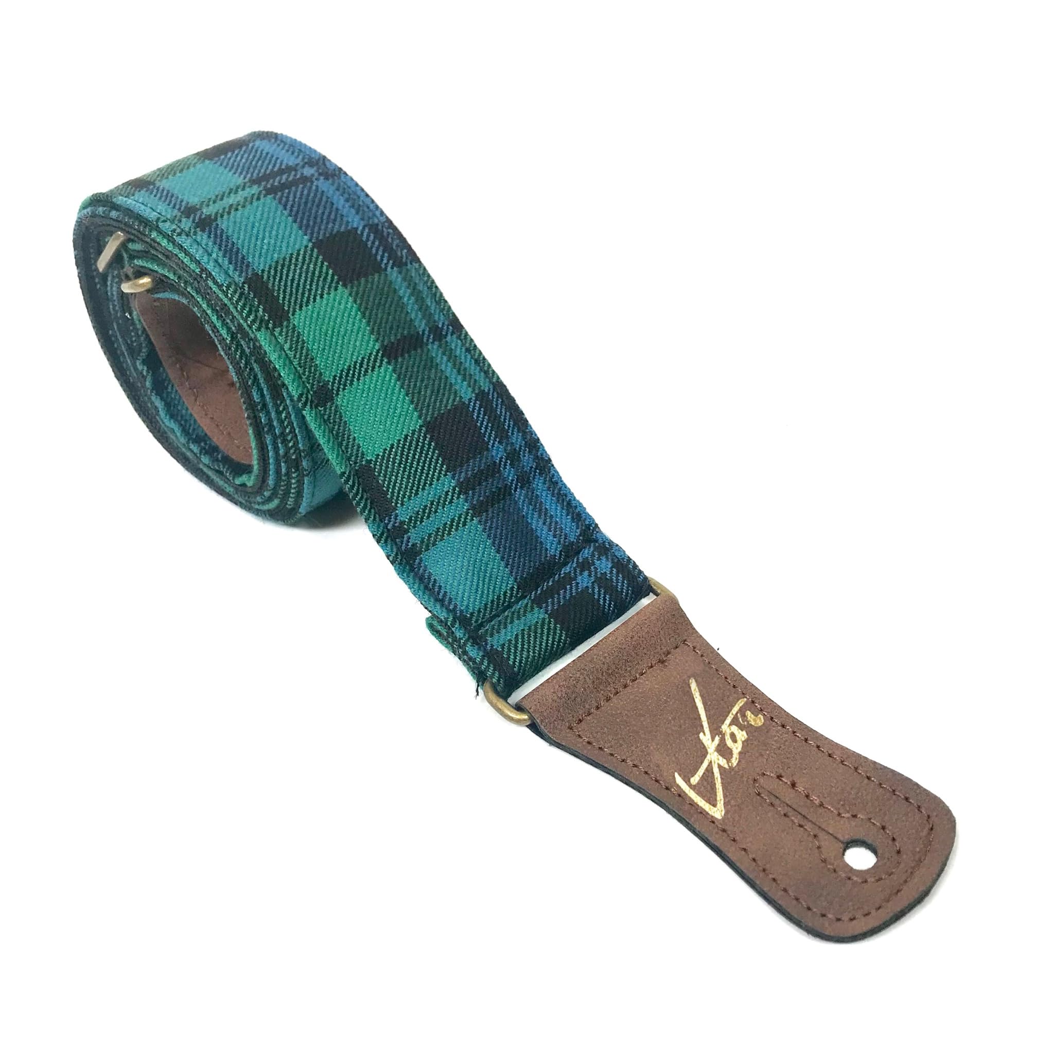 1To1 Music Unisex Blue Vtar Vegan Campbell Tartan Acoustic Electric Guitar Strap - Adjustable - Highland Series