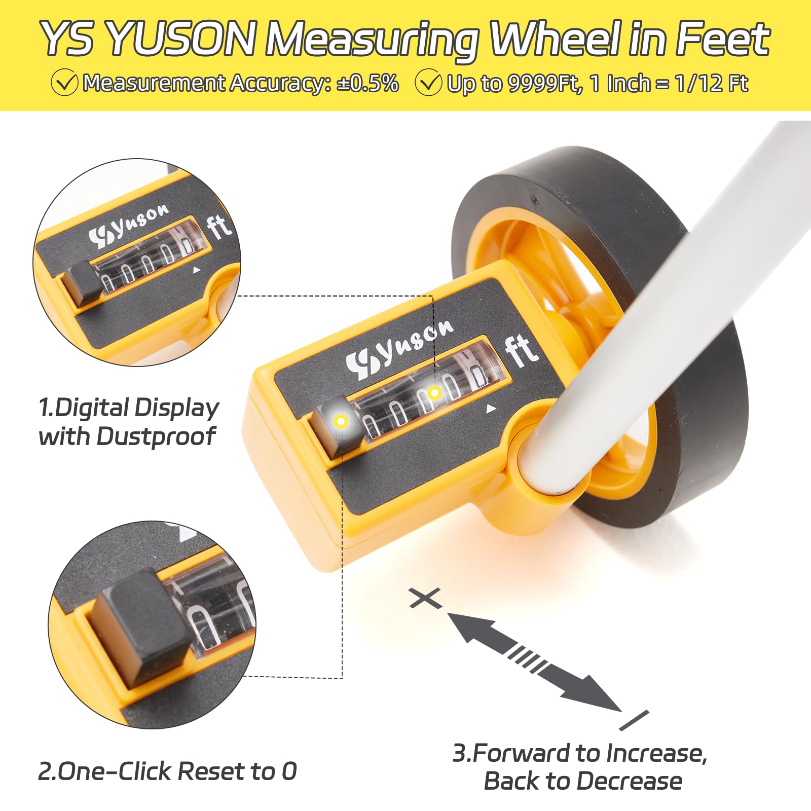 YS YUSONMeasuring Wheel, 4-Inch Telescopic Measure Wheel