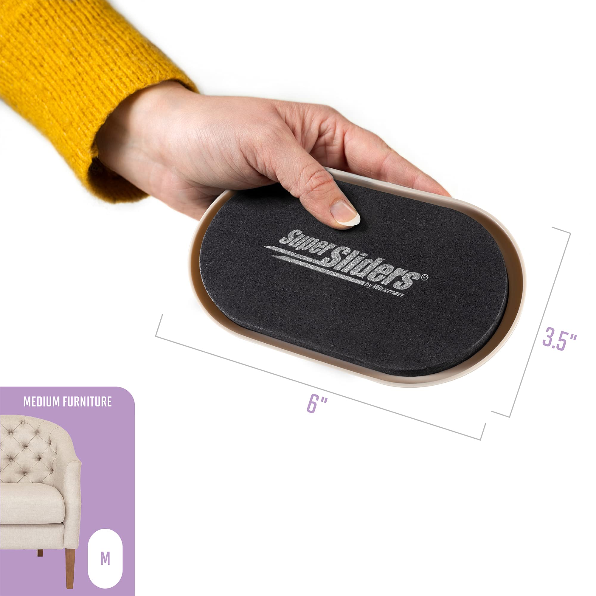 Super Sliders 3-1 2 x 6 Small Oval Reusable Furniture Sliders for Carpet Anti-Slip Protective Furniture Moving Pads — view 4