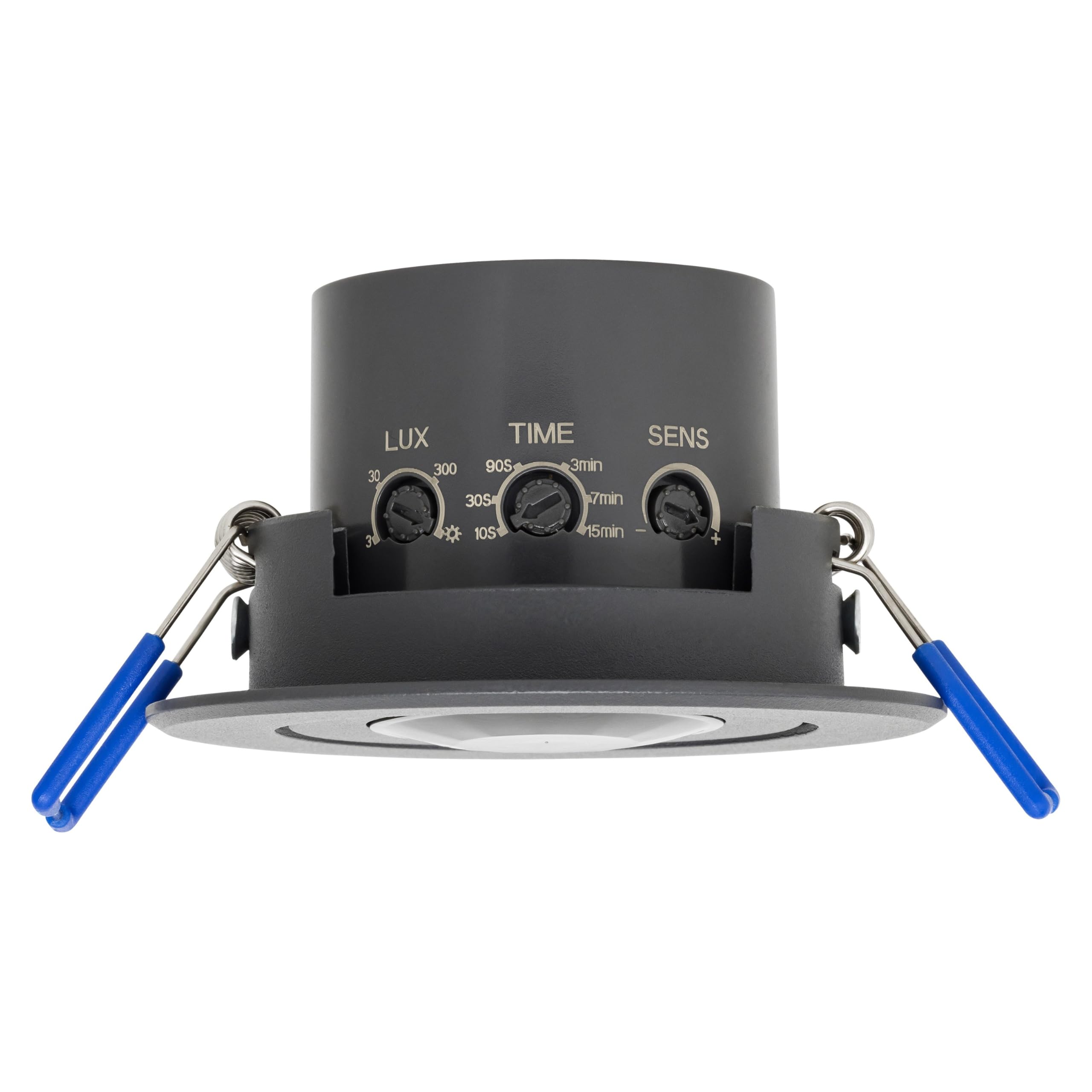 Sebson Anthracite Pir Sensor Ceiling 360°, Flush Mounted, Infrared Motion Sensor, Led Suitable, Range Max. 3-8M/360°, Swivelling, Max. 1200/600W, Ip20