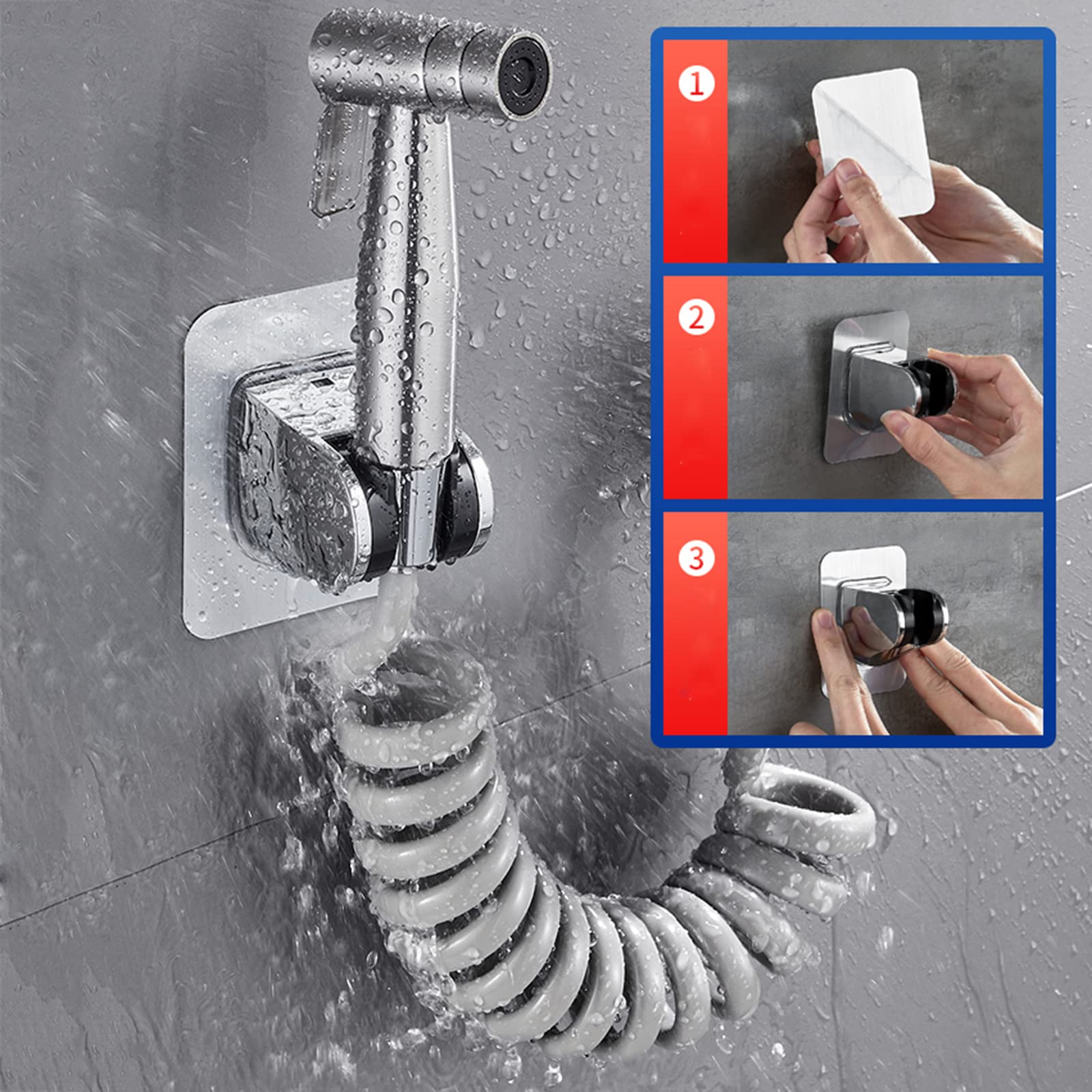 Handheld bidet sproeier voor toilet toilet bidet sproeier messing doek luier sproeier voor gootsteen toilet sproeier met 3 m slang G1/2 dubbele kraan voor toilet, zilver B (kleur: zilver A