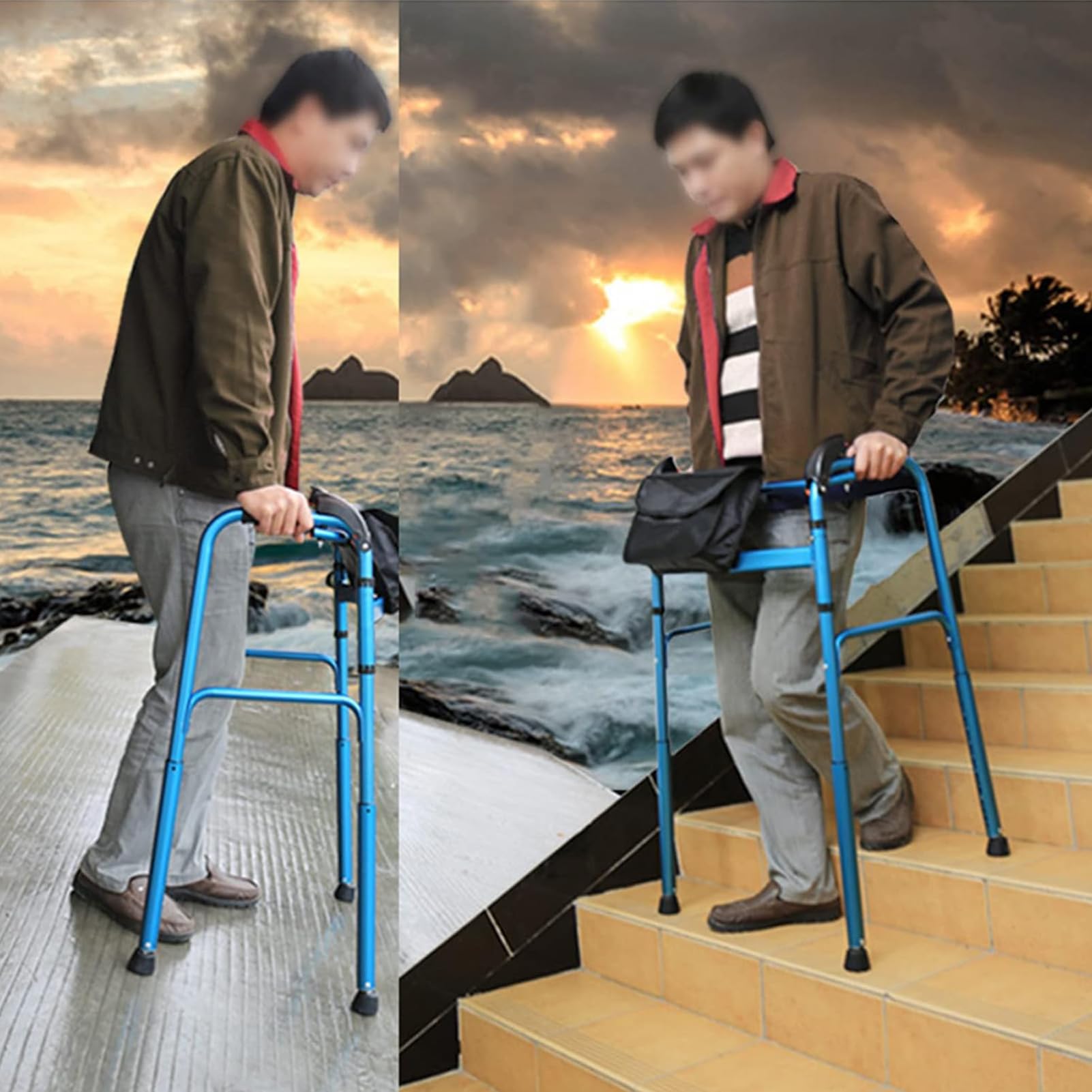 Treppensteiger für Senioren, Aluminium Klappbare Mobilitätshilfe, Gehhilfe, Gehhilfe, für ältere Menschen und Behinderte