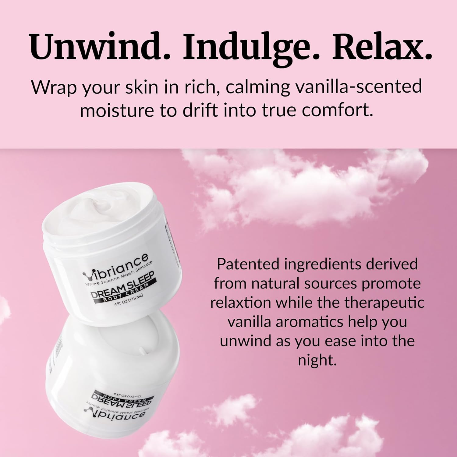 Vibriance Dream Sleep Body Cream, 4 fl oz - Fluffy Full Moisturizer for Dry Skin, Relaxation and Rejuvenation with Therapeutic Ingredients, Soothing Vanilla Aromatics - Image 5