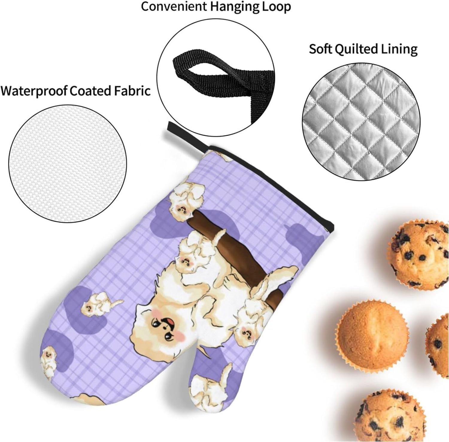 Cute golden monkey Oven gloves and heat-resistant mat 4-piece set. Suitable for grilling, microwave oven frying, and baking