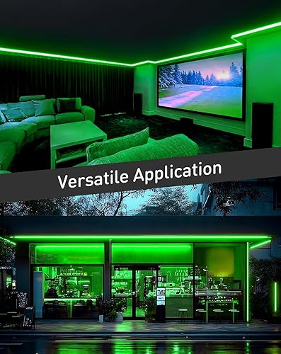 Miniatura 8 de Shine Decor Cuerda de luces LED CA de 120 V, conectables y cortables, sin puntos, 120 LEDsM, tira de iluminación ecológica, ETL IP65 impermeable y