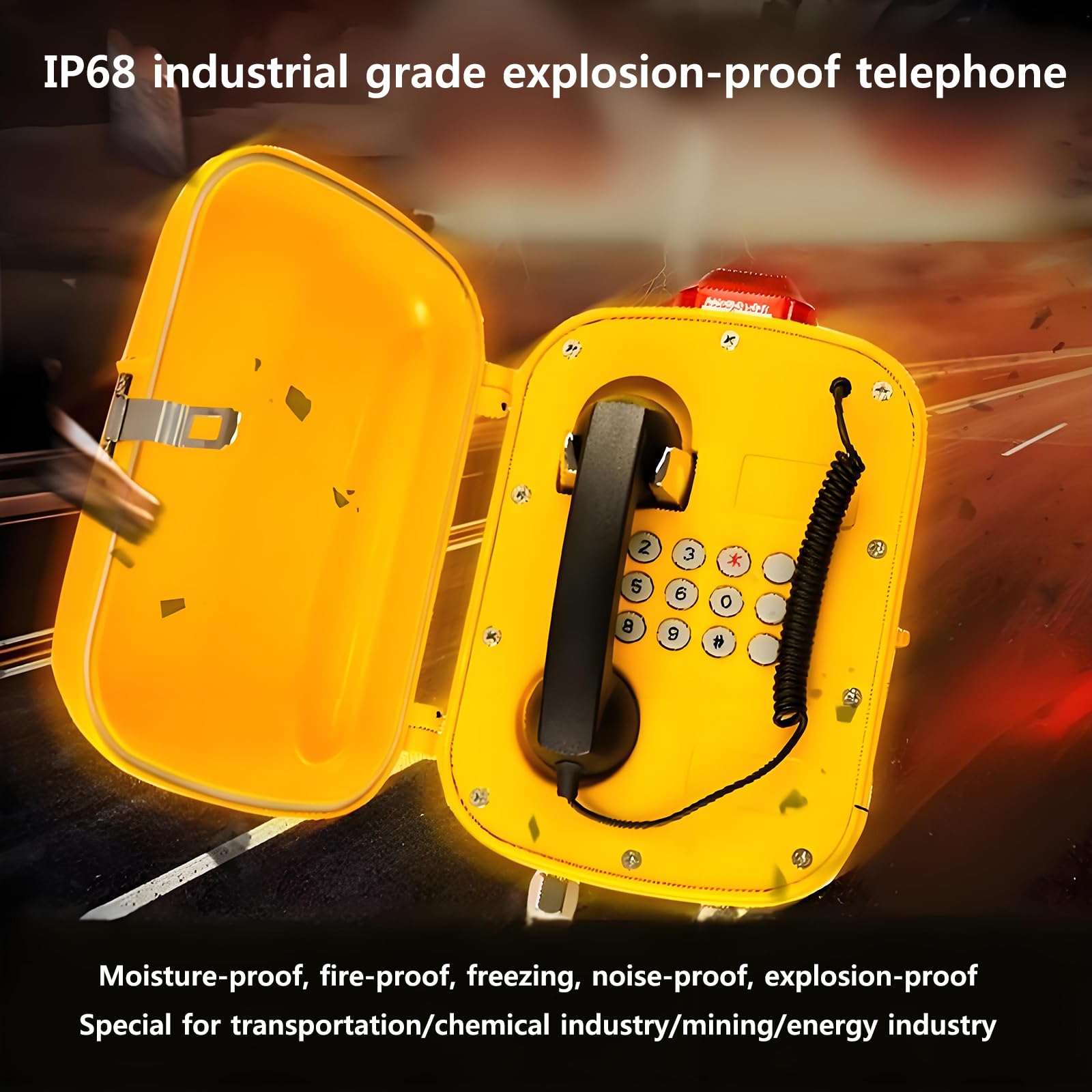 Telefono di emergenza antideflagrante con allarme sonoro, connessione di rete IP, selezione rapida, altoparlante esterno per centrali elettriche, stazioni di servizio