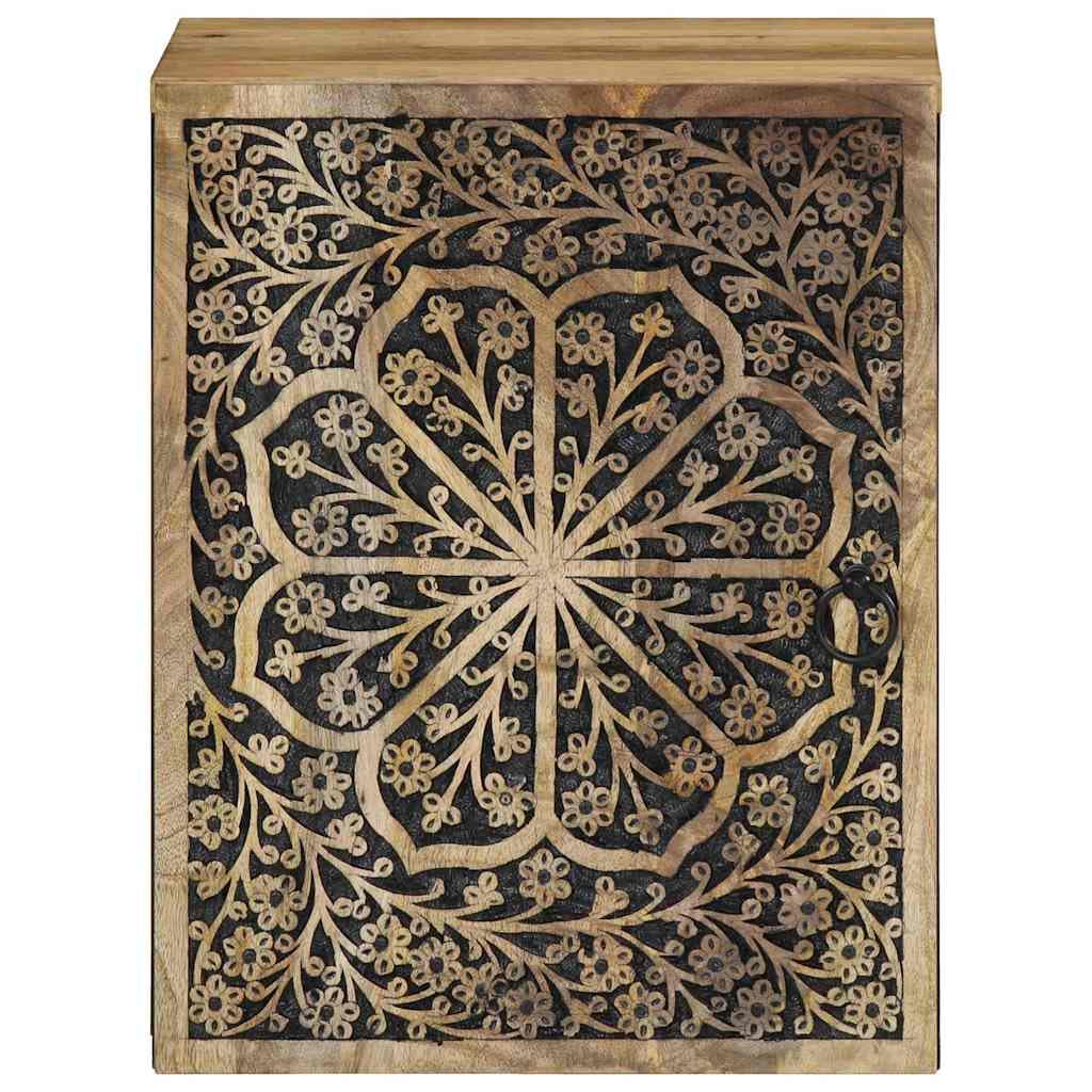 Armadietto da bagno sospeso, in legno massiccio di mango, 38 x 33 x