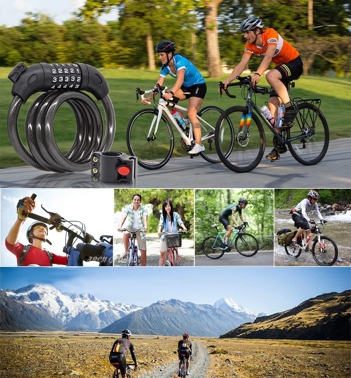 REHKITTZ Antivol Velo, 120 cm/12 mm, Niveau de Sécurité Très Élevé, avec Code Numérique à 5 Chiffres, Support de Vélo, Antivol pour Vélo, Tricycle, Scooter, Vélo