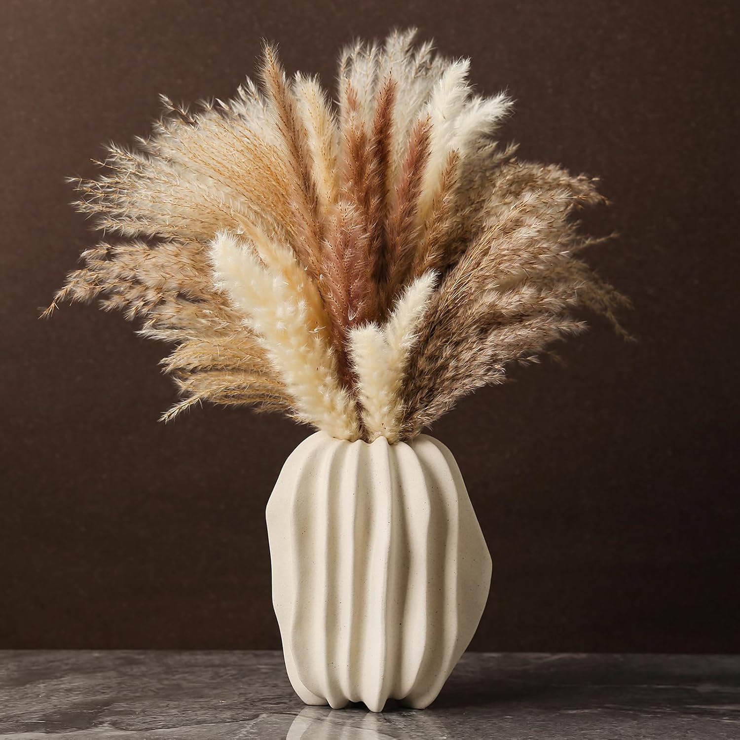 White Ceramic Vase for Home Decor,Nordic Modern Boho ins Style Decorative Vases Decor for Wedding Dining Shelf Sookshelf Living Room House Farmhouse Table Centerpiece Office （7.2 in）