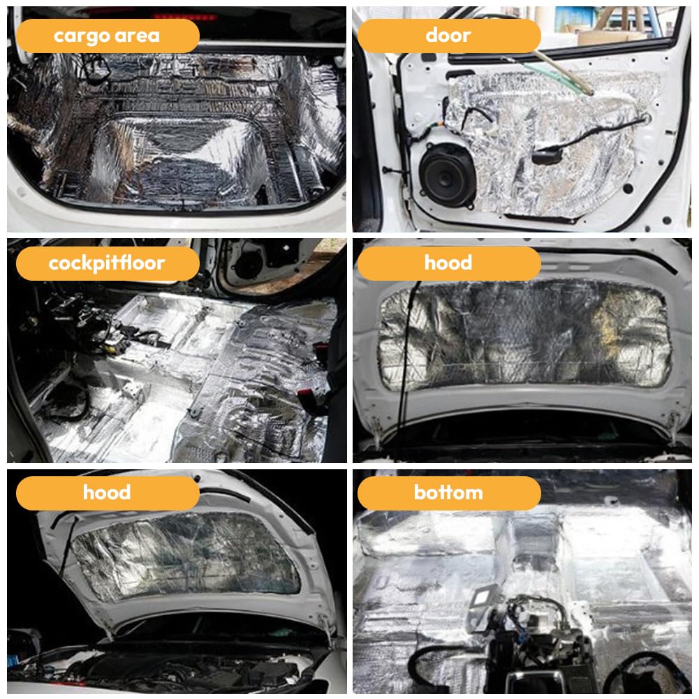 12 Tappetini Isolanti per Auto, 5 mm, 40x25 cm, Autoadesivi, Isolamento Acustico e Termico, per Vano Motore, per isolamento acustico, isolamento, ignifugo, impermeabile