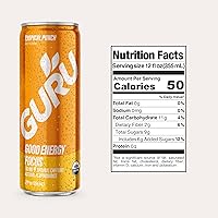 Vista 2 de GURU Tropical Punch - Bebidas energéticas orgánicas, bebida energética limpia con cafeína natural a base de plantas de té verde + enfoque con L