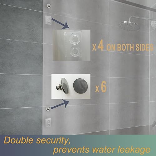 Miniatura 2 de Cortina de ducha con ventosas laterales e imanes, kit de protección contra salpicaduras, cortina de ducha transparente resistente 8G, a prueba de