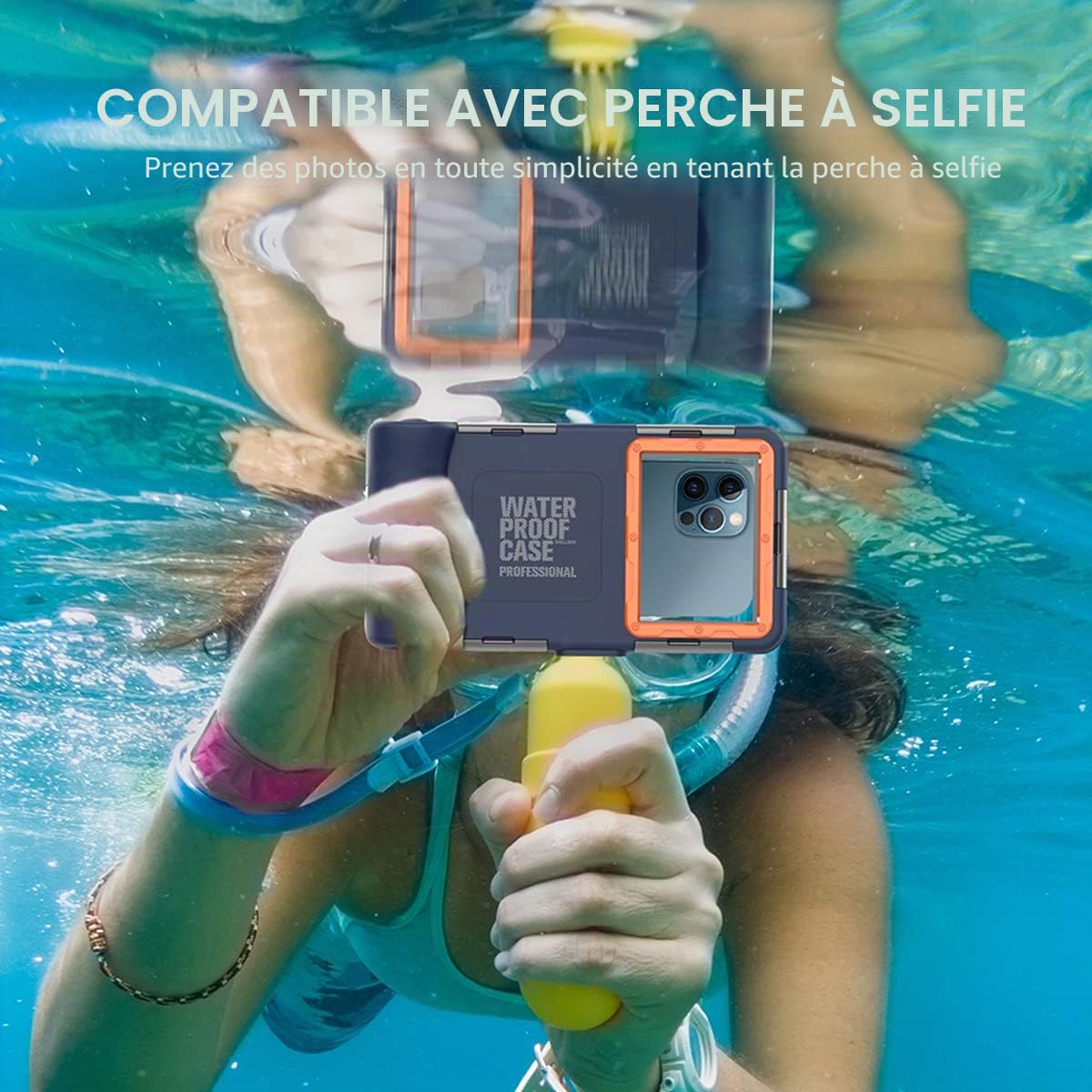 AICase Boîtier étanche Universel pour Photographie sous-Marine pour iPhone 14 Pro Max/14 Pro/14 Plus/14/13/12//11/8/7/6[15 m], Coque de plongée pour Galaxy S21/S22/S23/S23+/S23 Ultra