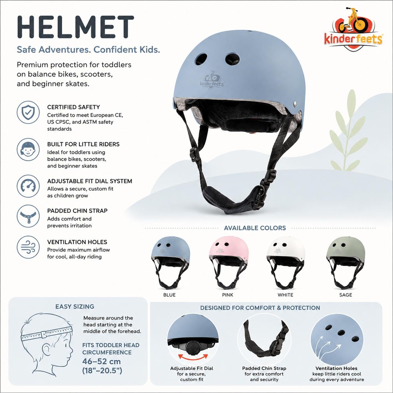 Kinderfeets Casque pour Enfants pour Le Cyclisme/Casque de vélo pour Enfants - Blanc Mat
