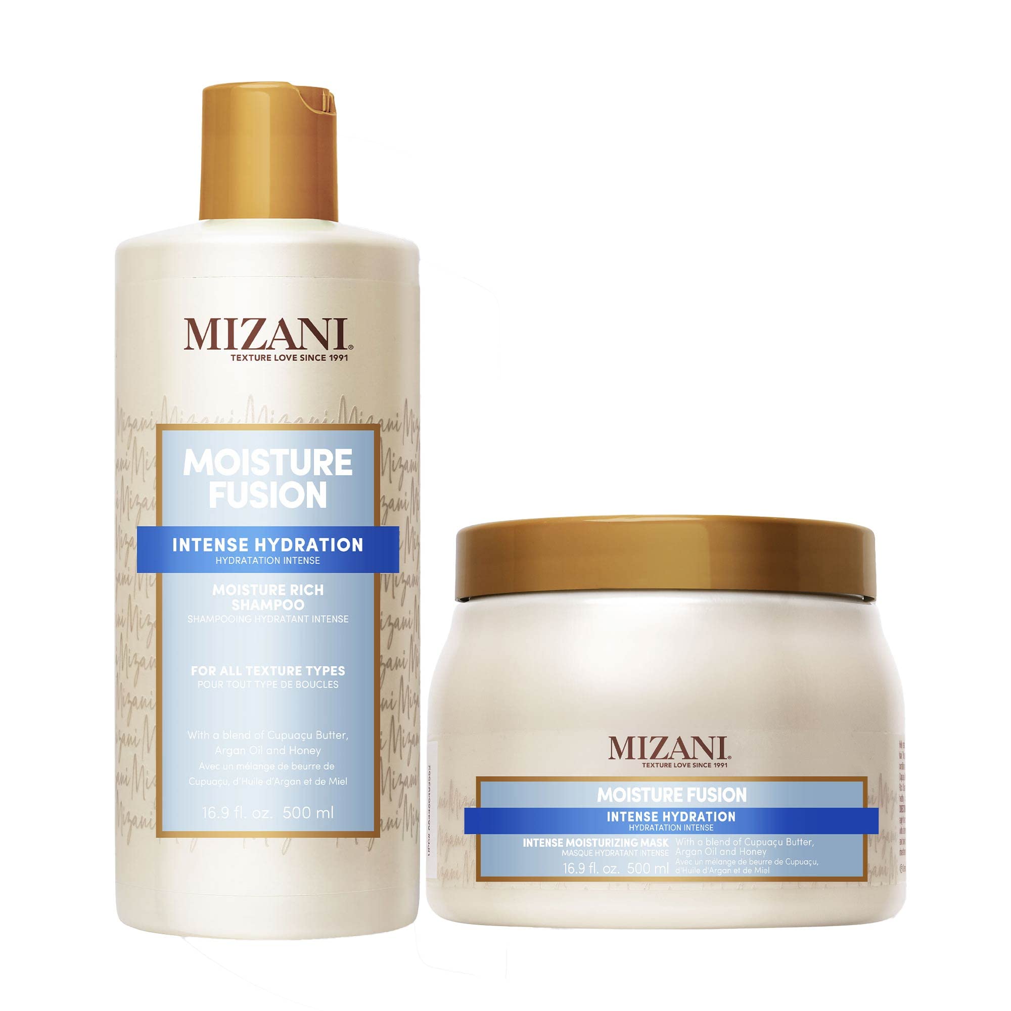 MizaniMoisture Fusion Intense Moisturizing Mask - Restores Hydration in Dry Curls & Coils, 16.9 Fl Oz (Pack of 2)