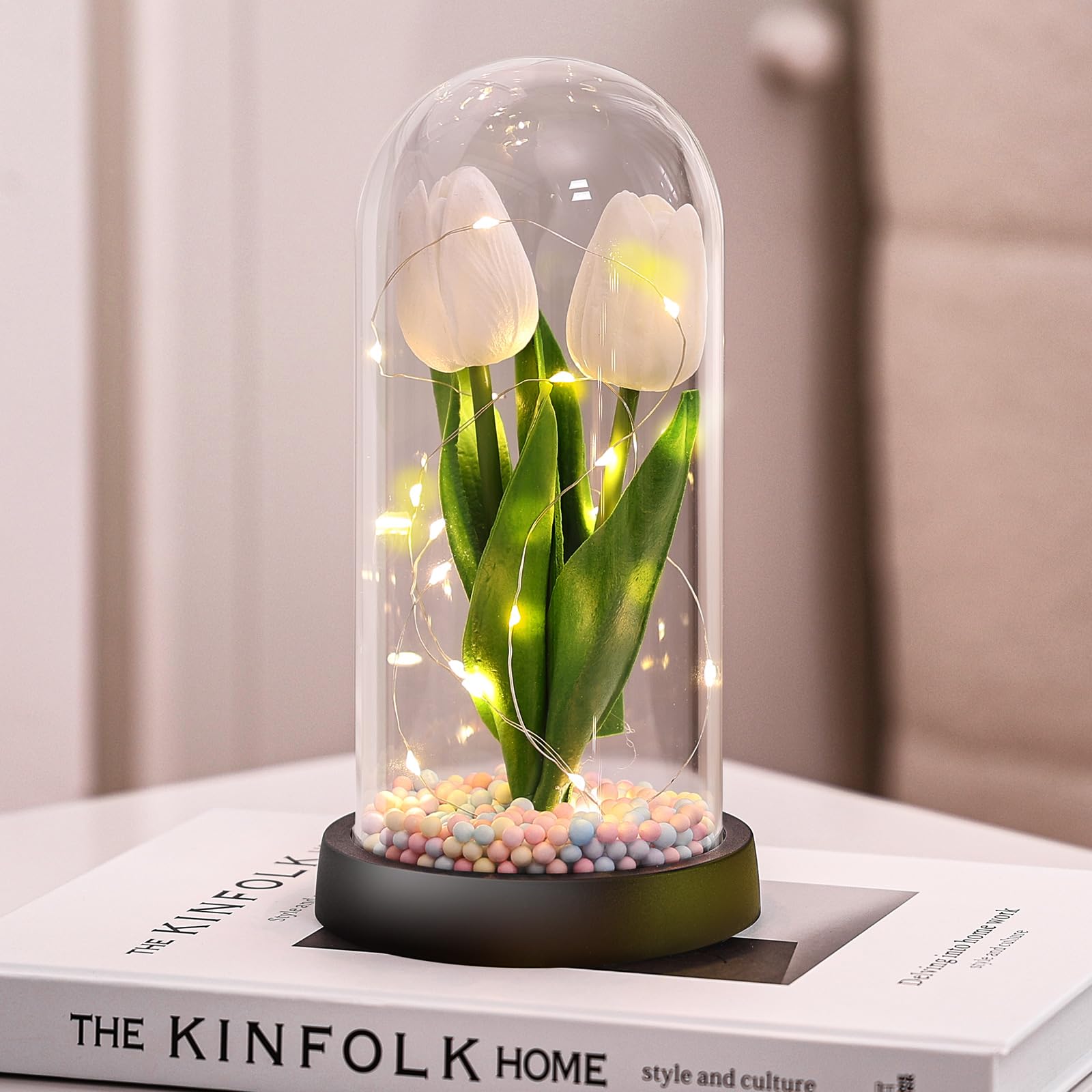 Fiore Artificiale Regalo di San Valentino per Donne, Idee Tulipani Regalo Donna, Romantico Kit di Tulipani Regalo Mamma Nonna, Regalo per Lei, Fiore Regalo Anniversario per Lei Idee Regalo Nascita