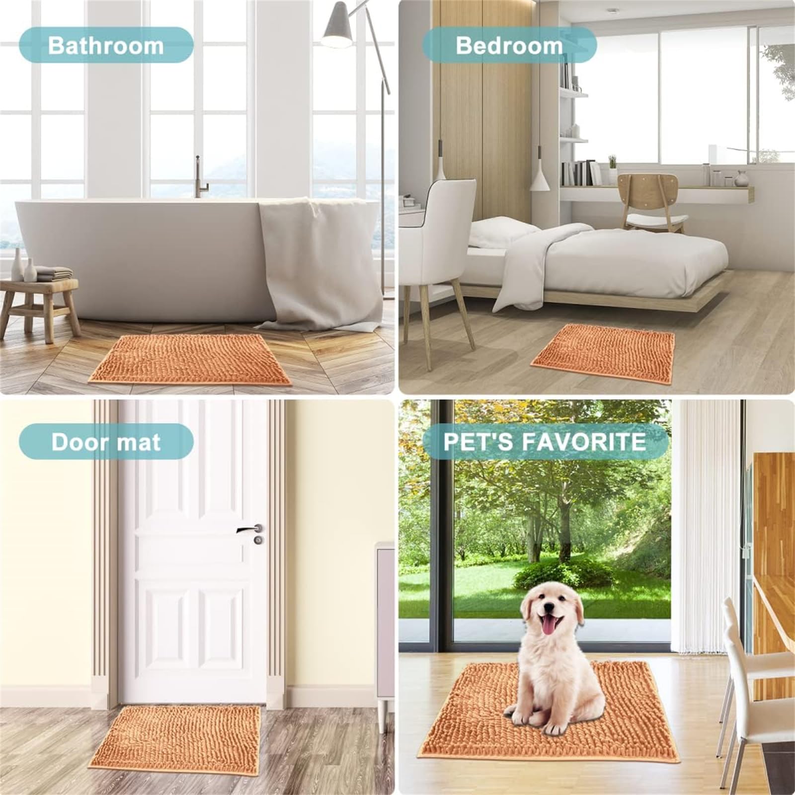 Tapis de bain en chenille doux et confortable, antidérapant, lavable en machine, pour salle de bain, 70 x 140 cm, idéal décoration d'intérieur, absorbant, séchage rapide, design antidérapant