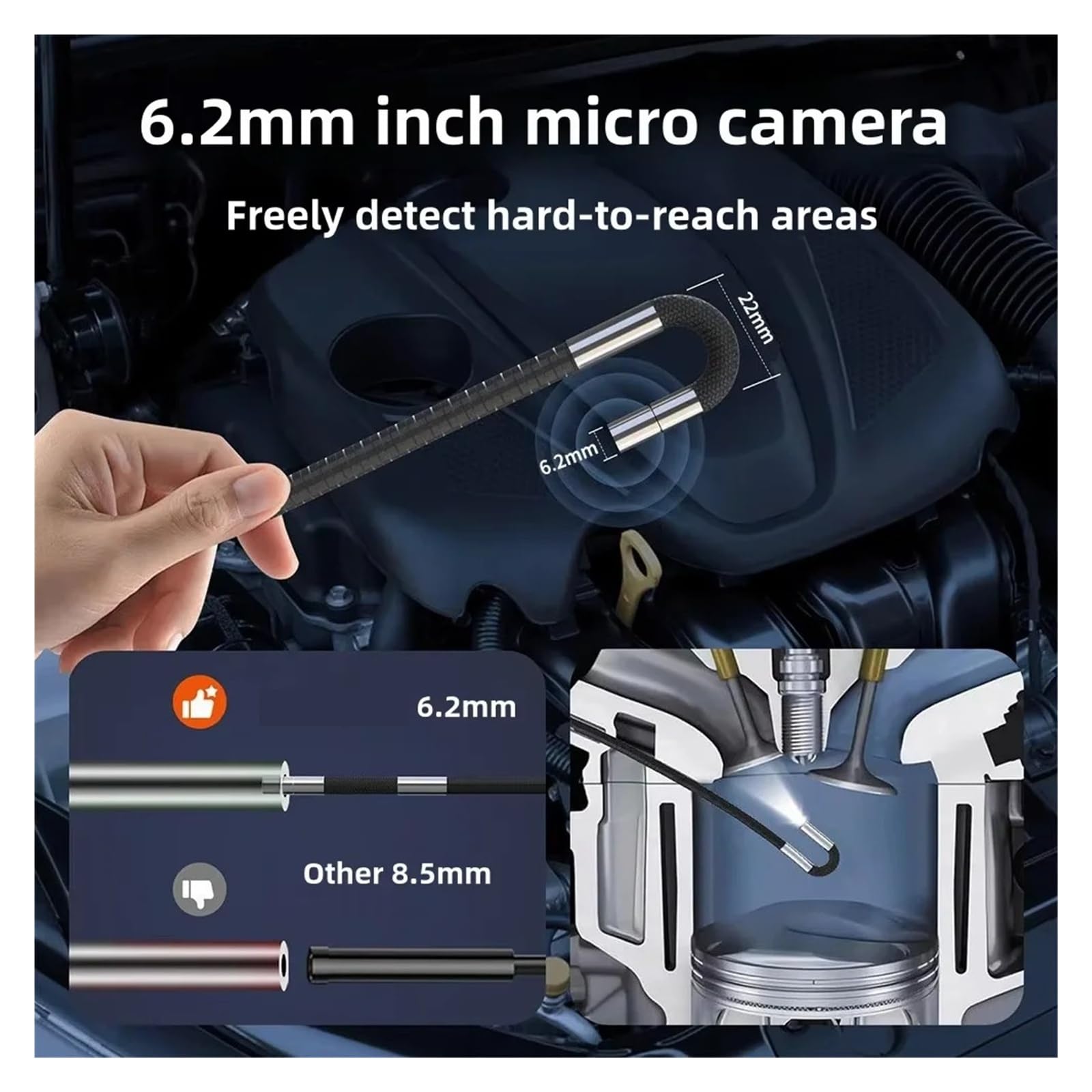 Kamera inspekcyjna, 7-calowy ekran 1080P HD 360° Kamera endoskopowa układu kierowniczego do wykrywania silnika w konserwacji samochodu(3.9MM-SL-1M)