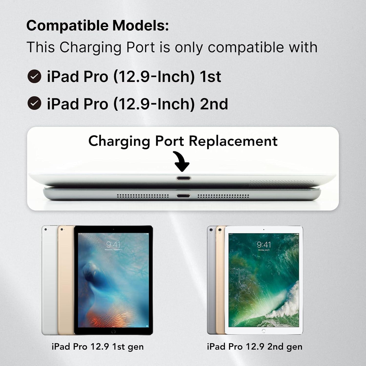 Mail-in Repair Service with Charging Port Replacement for iPad Pro 12.9-inch 1st/2nd Charging Port Full Assembly Replacement, Pro-Repair Service (not Parts)