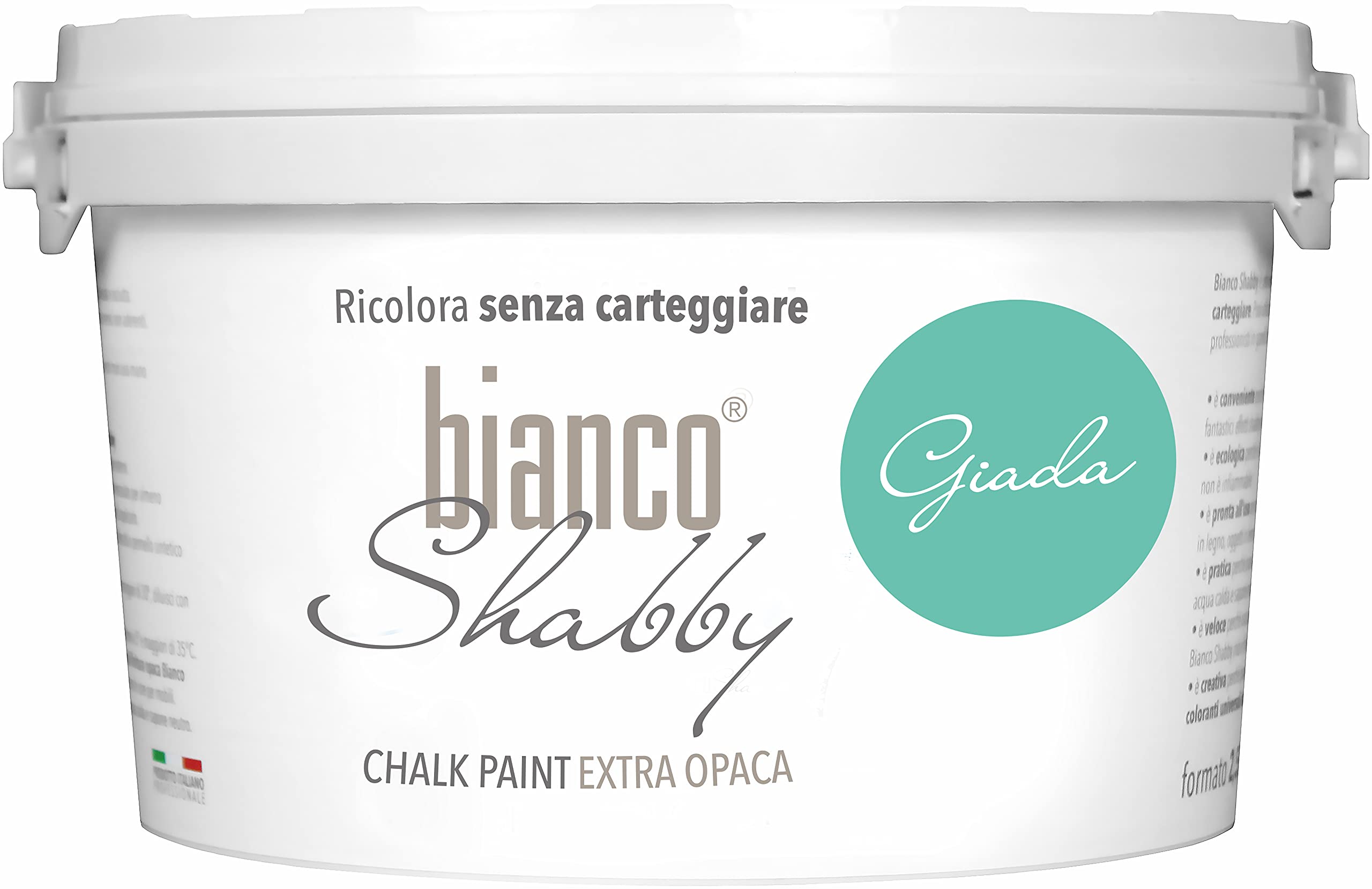 bianco Shabby® Chalk Paint Giada Farba kredowa do mebli i ścian, efekt vintage, shabby chic, ekstra matowa (2,5 Litra)